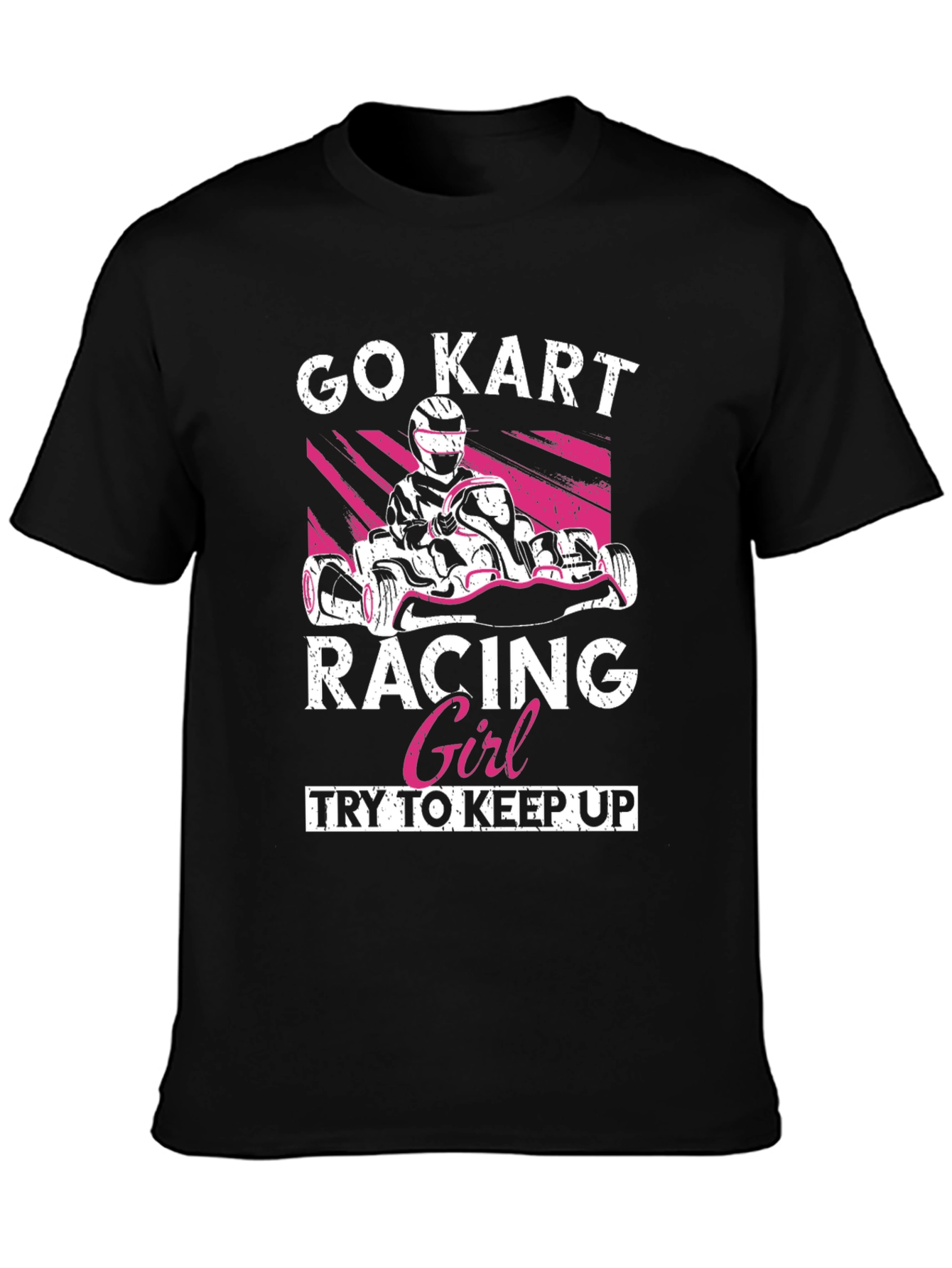 Black Go Kart Racing Girl T-Shirt view 3