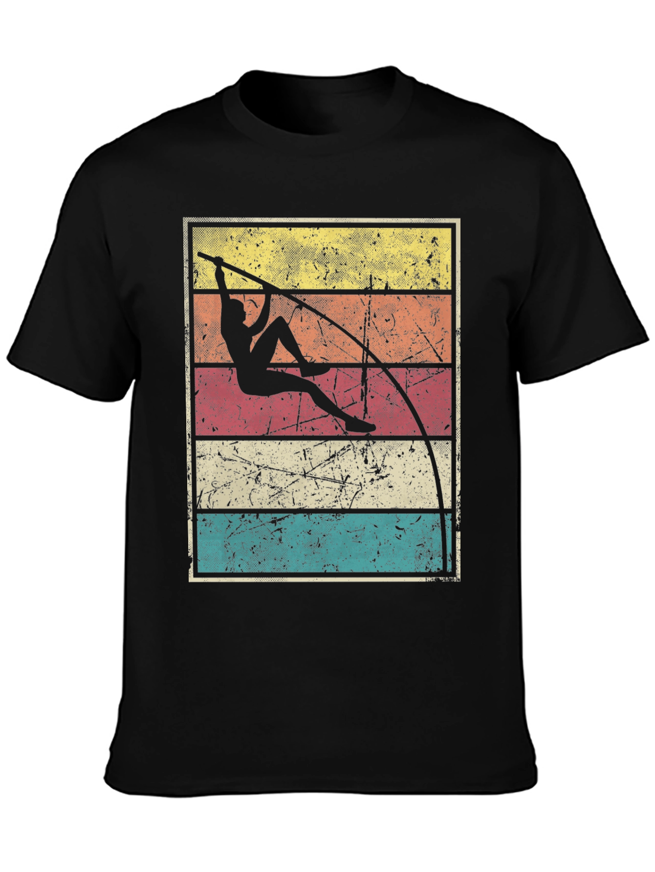 Black Retro Pole Vaulting T-Shirt view 3