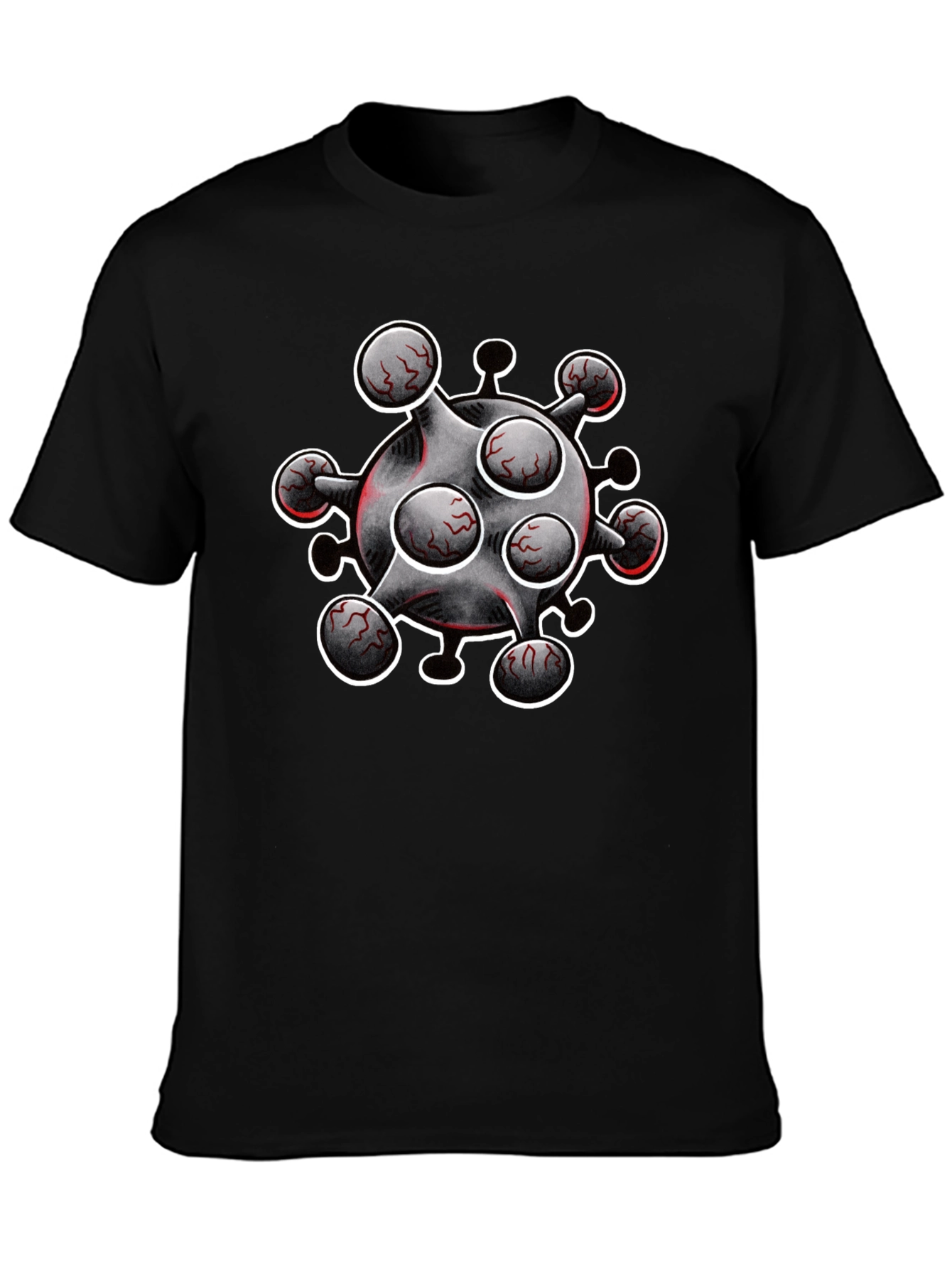 Black Novelty Virus Graphic T-Shirt - Bold Statement Tee view 3