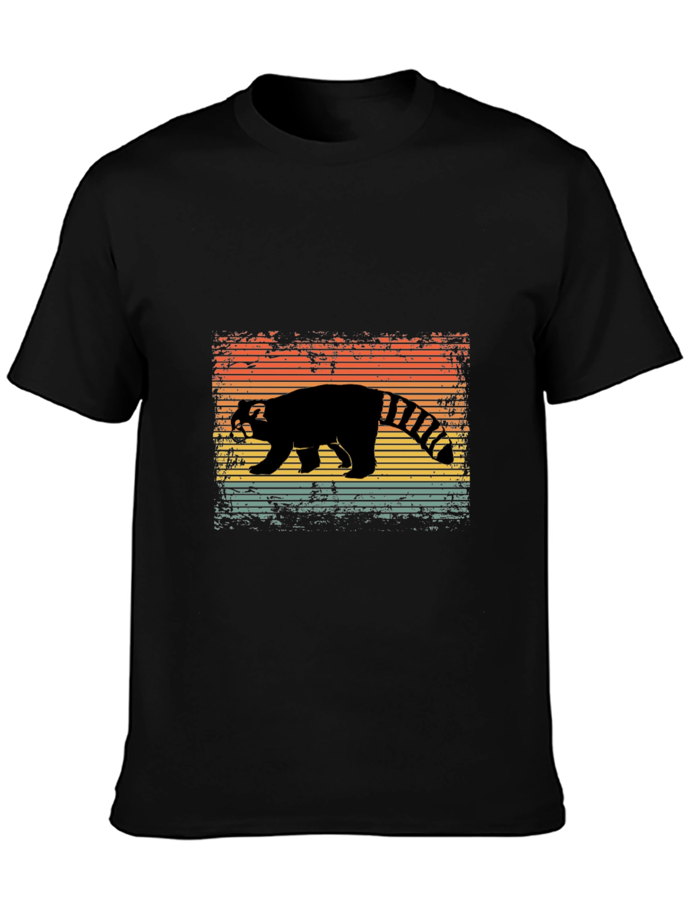 Black Retro Red Panda T-Shirt view 3