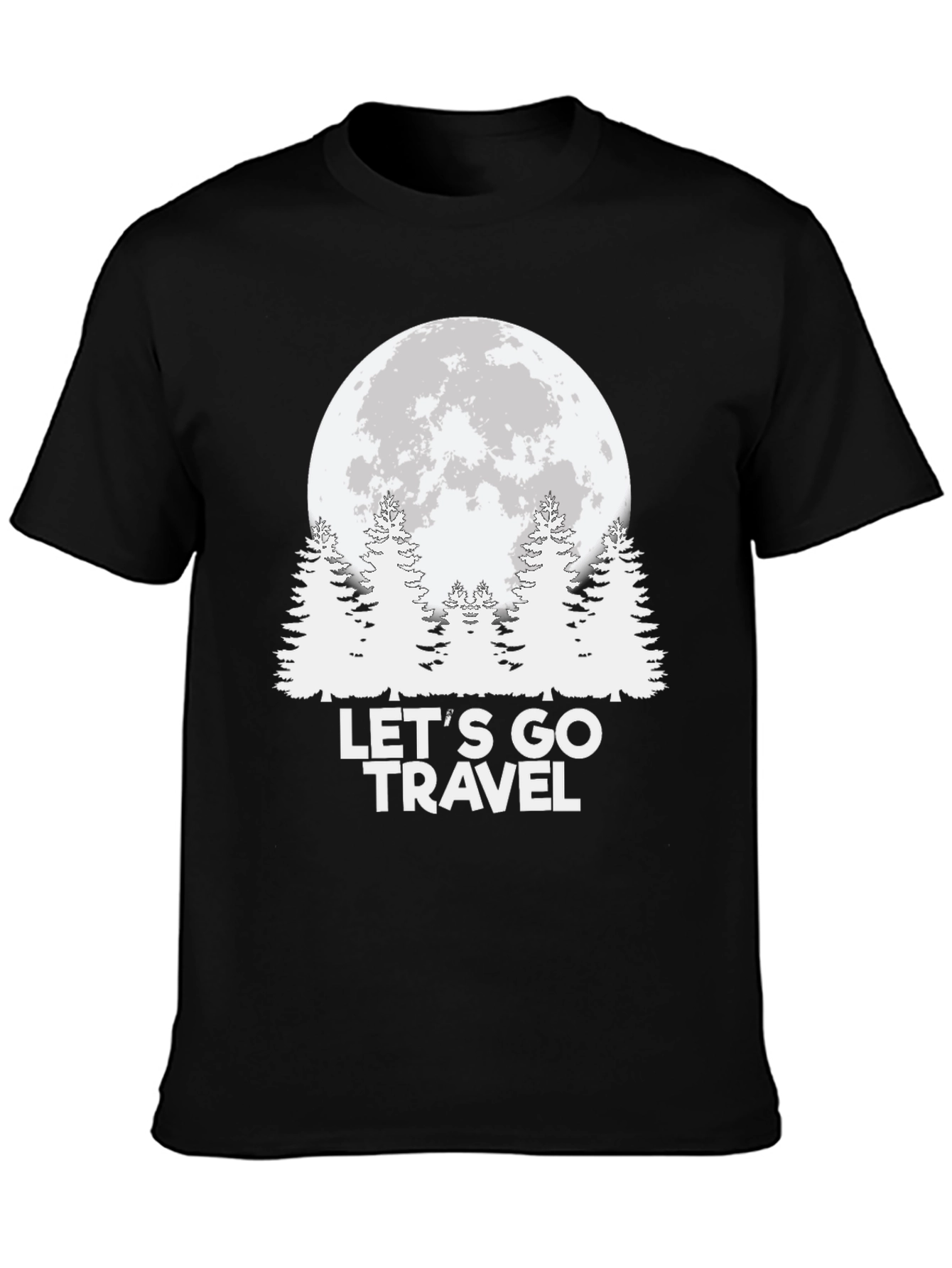 Black Let's Go Travel Moon Graphic Tee - Black view 3