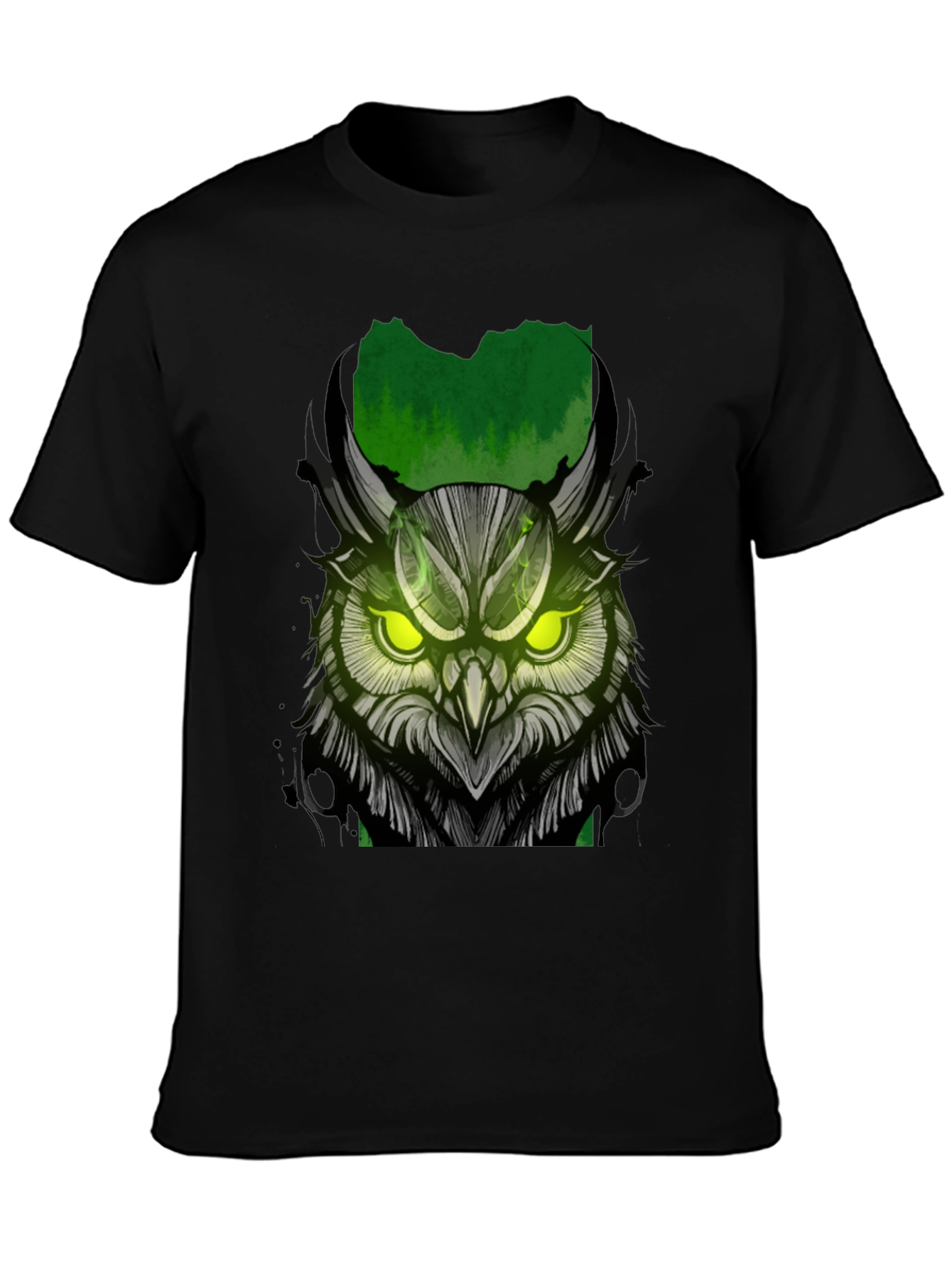 Black Owl Graphic Print T-Shirt - Black view 3