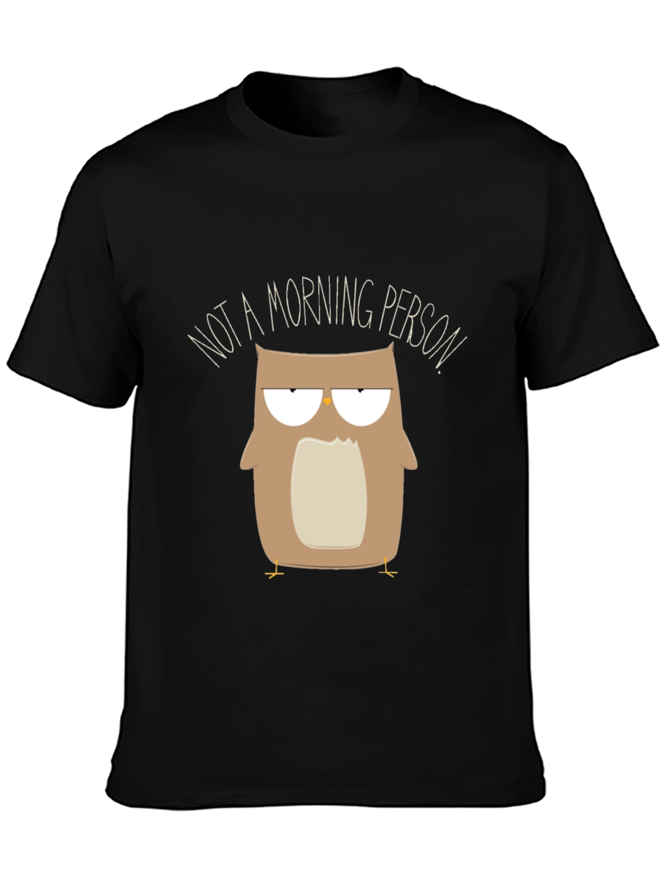 Black Funny Owl Graphic Tee - Not a Morning Person view 3