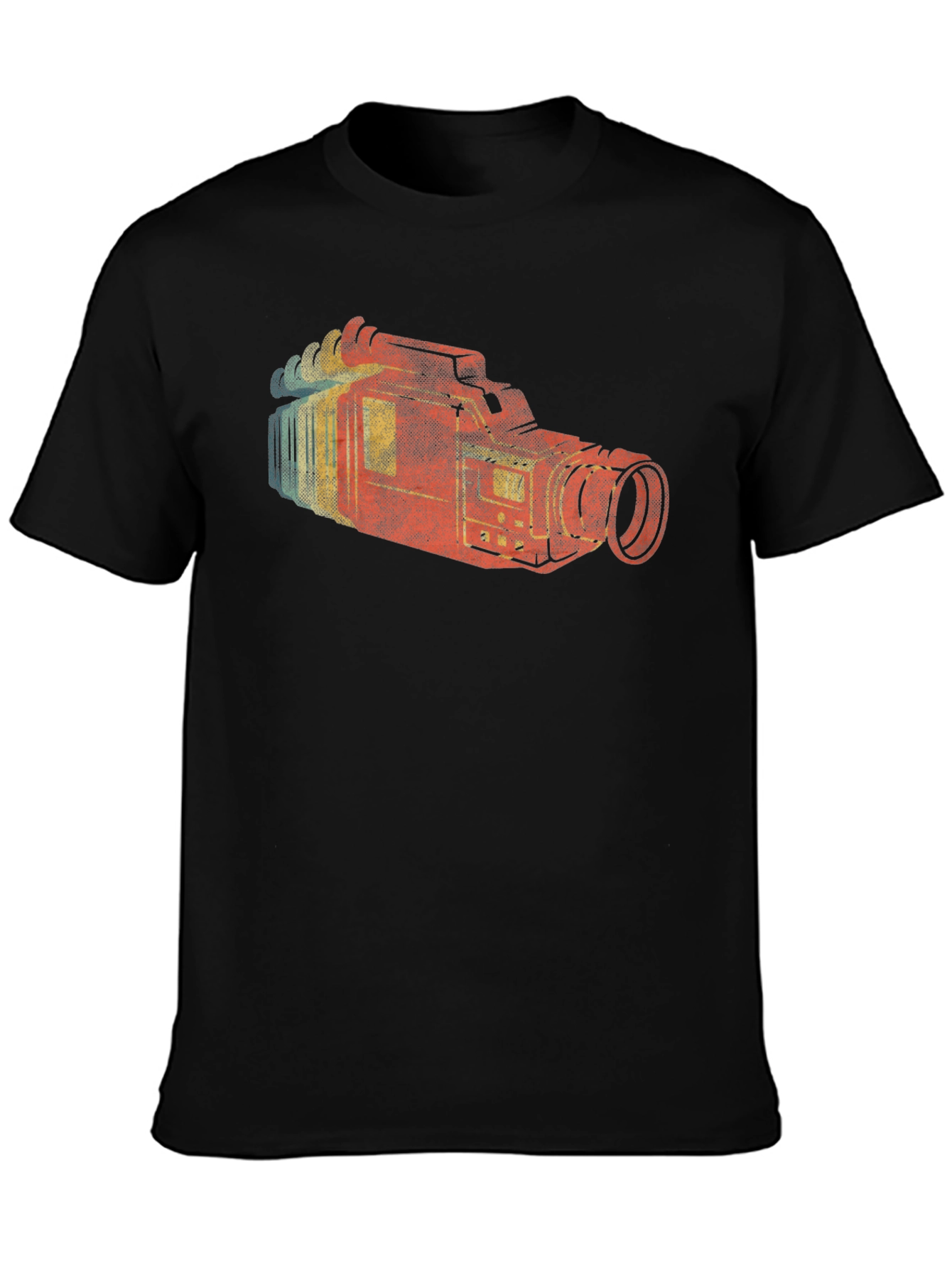 Black Retro Camcorder Graphic Tee - Vintage Style Camera Shirt view 3