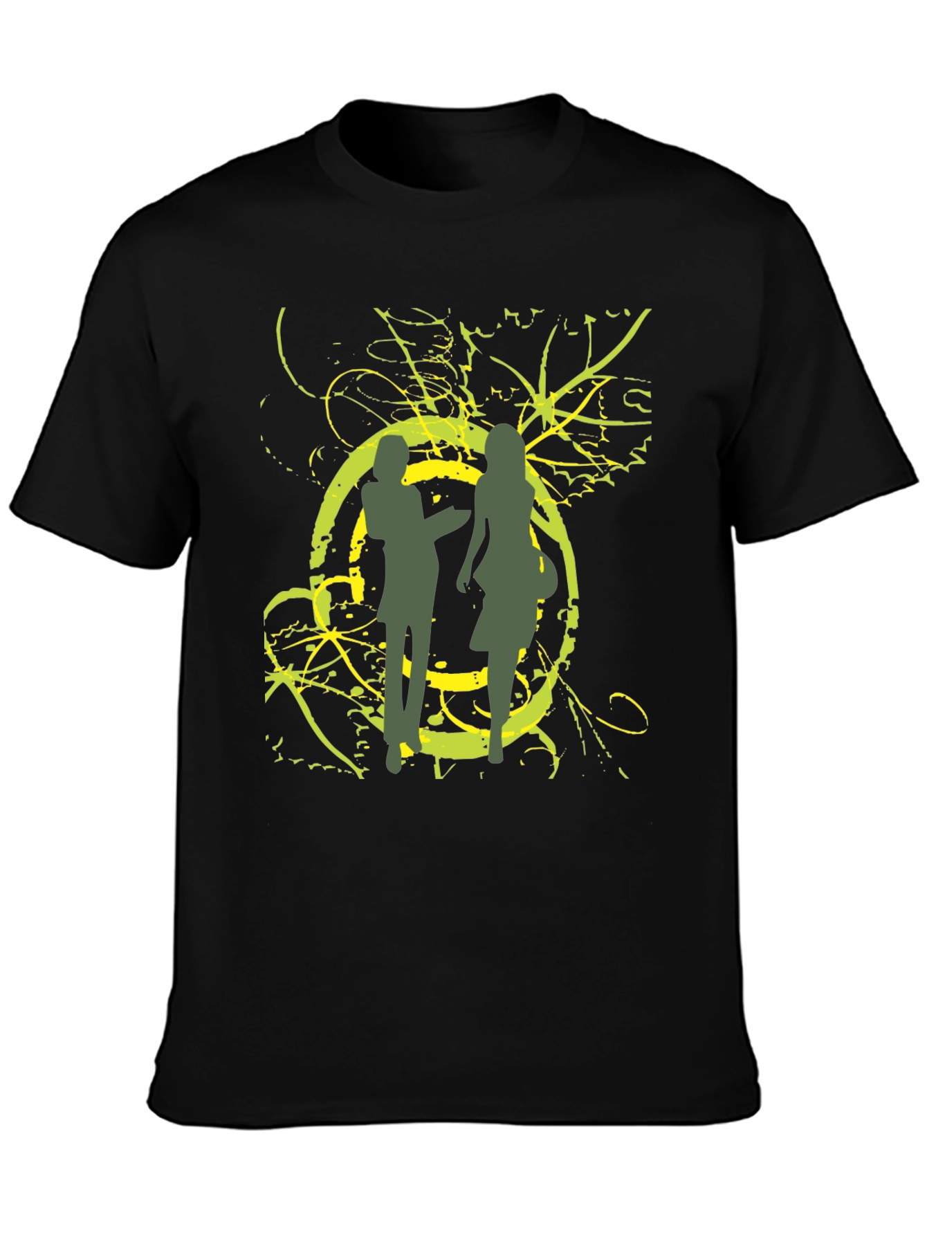 Black Abstract Silhouette Graphic T-Shirt view 3