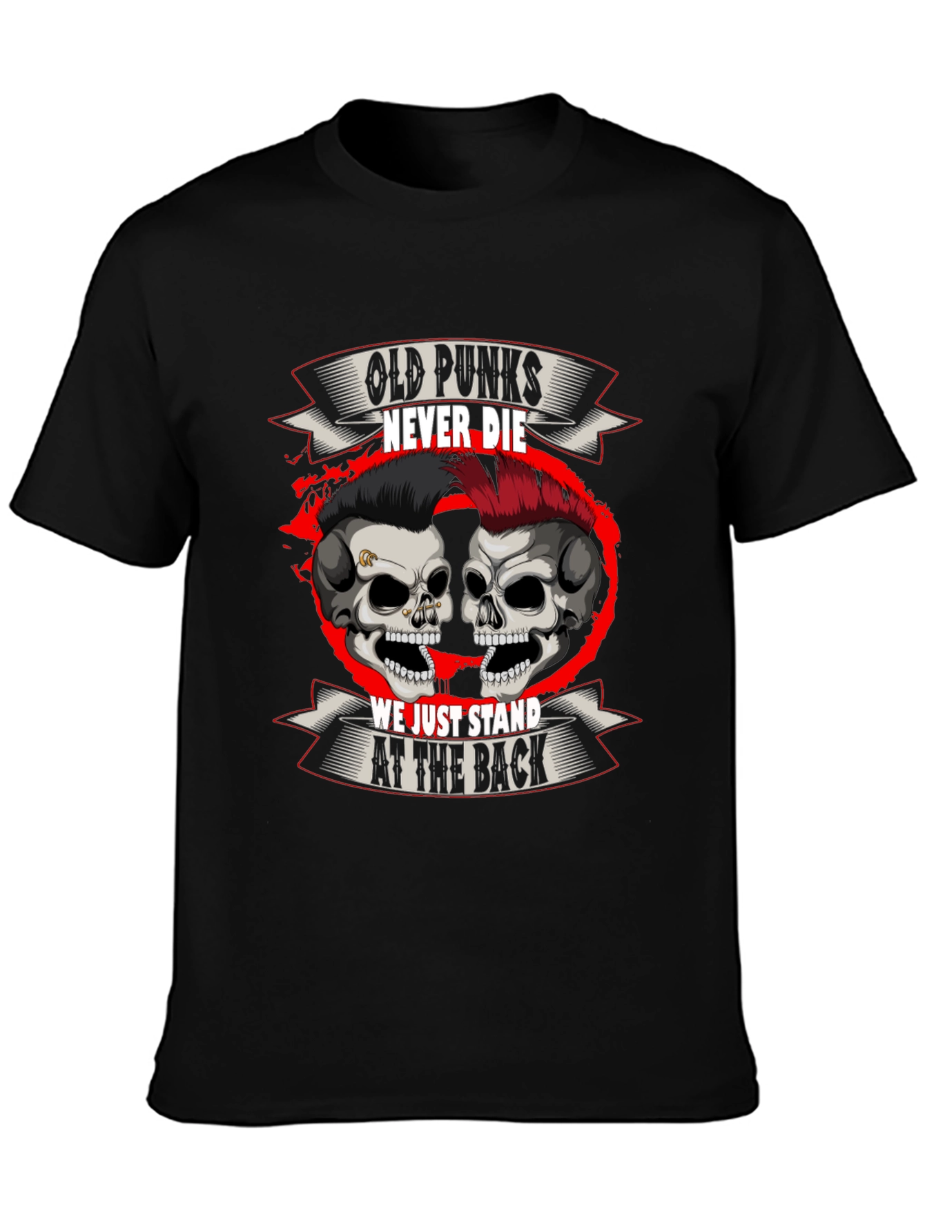 Black Old Punks Never Die T-Shirt view 3