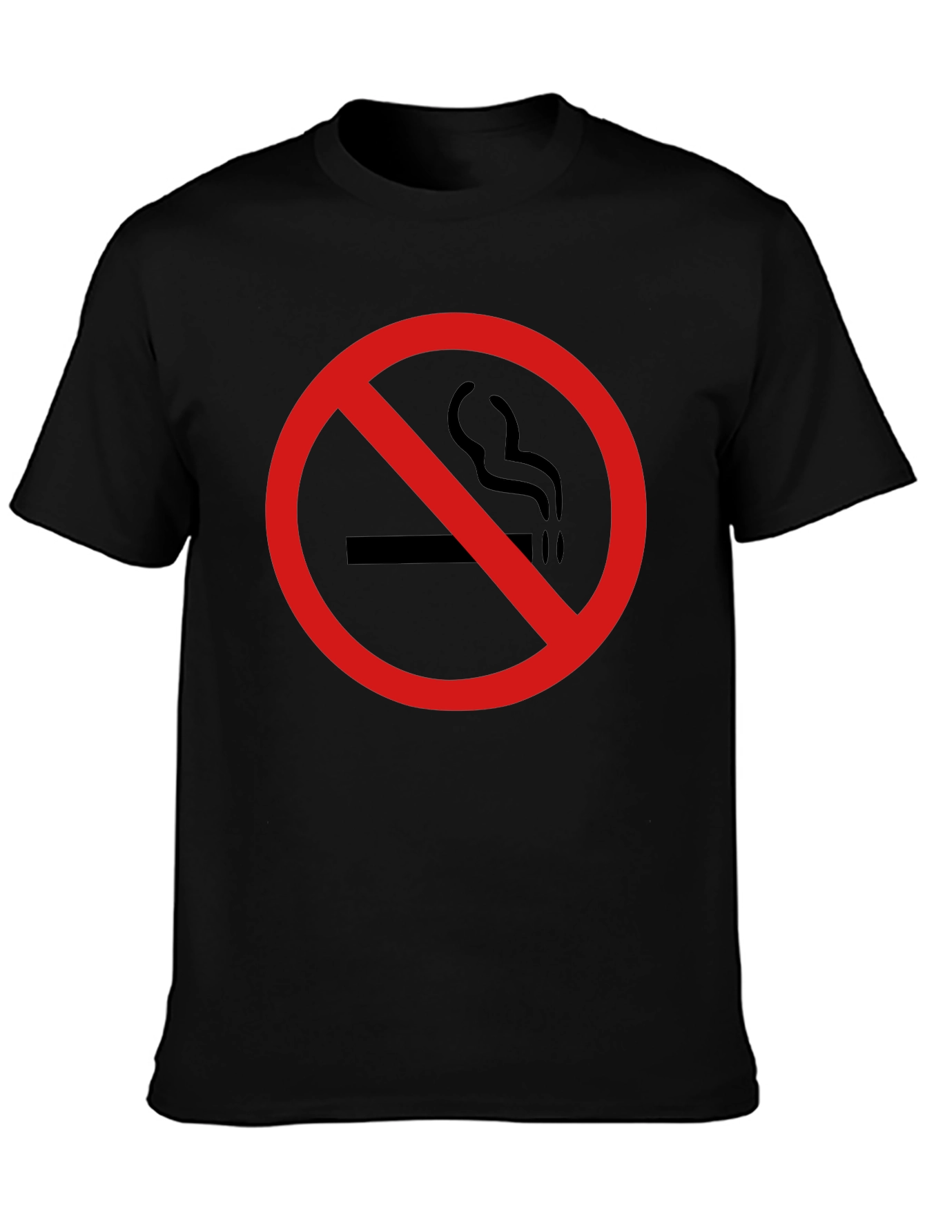 Black No Smoking Symbol Black T-Shirt view 3