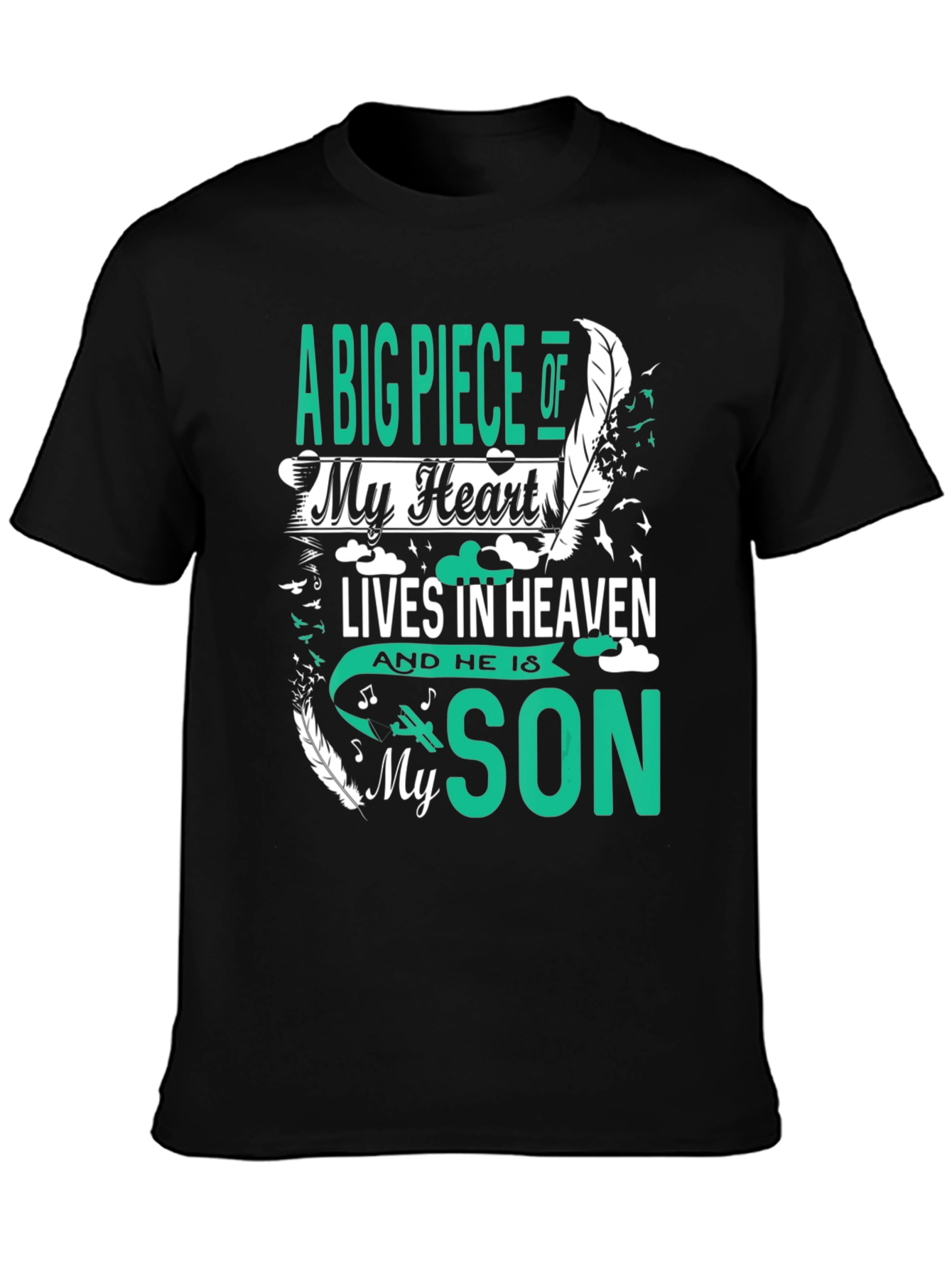 Black "A Big Piece of My Heart Lives in Heaven" T-Shirt view 3
