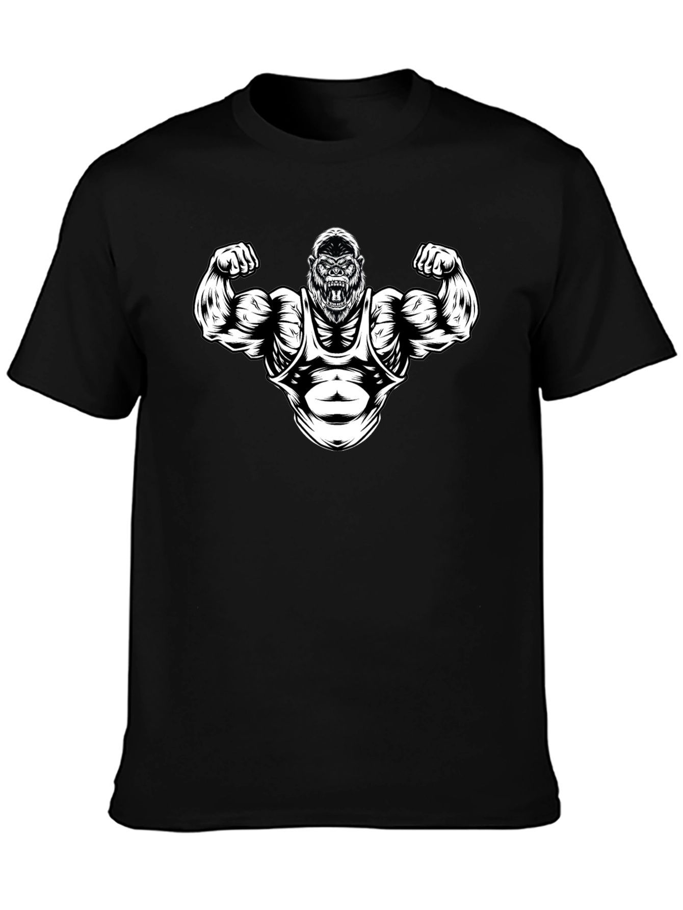 Black Muscle Gorilla Graphic T-Shirt - Gym Beast Mode view 3