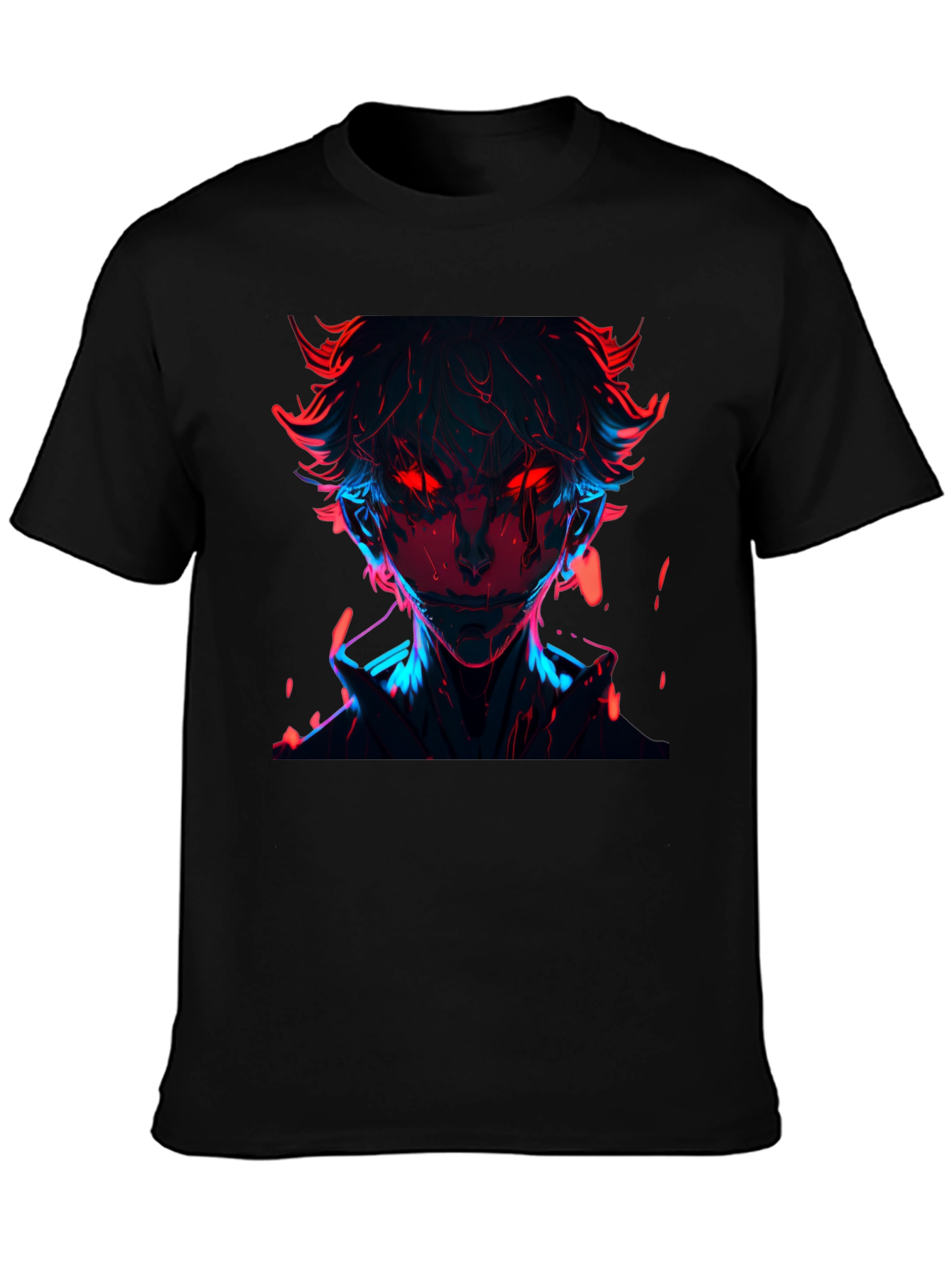 Black Neon Anime Graphic T-Shirt - Cool Streetwear Tee view 3