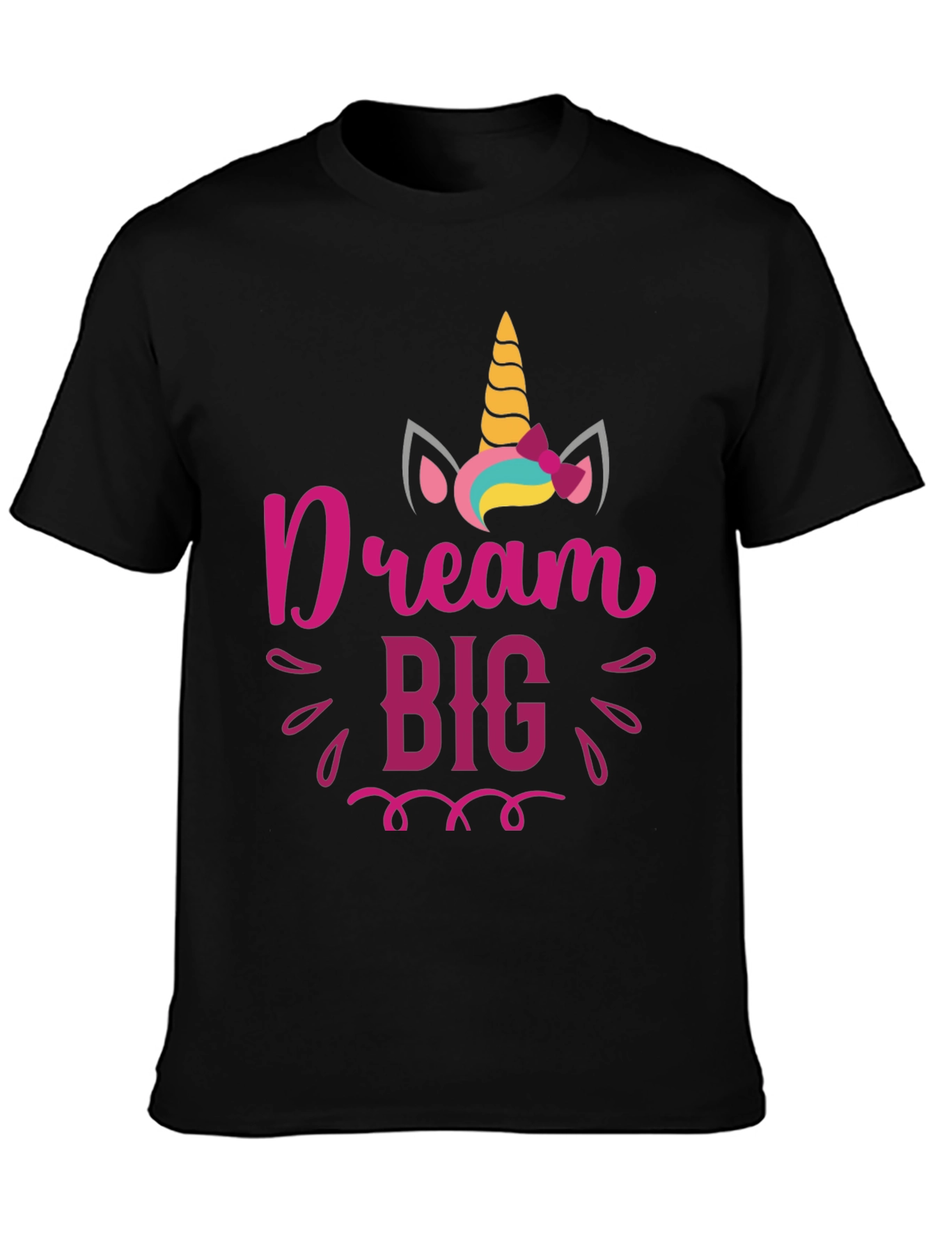 Black Dream Big Unicorn Graphic Tee view 3