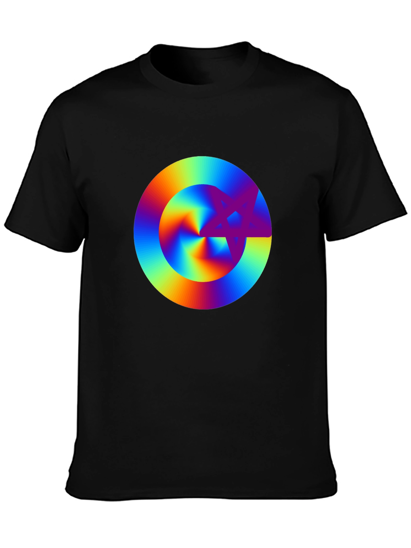 Black Rainbow Starburst Graphic Black T-Shirt view 3