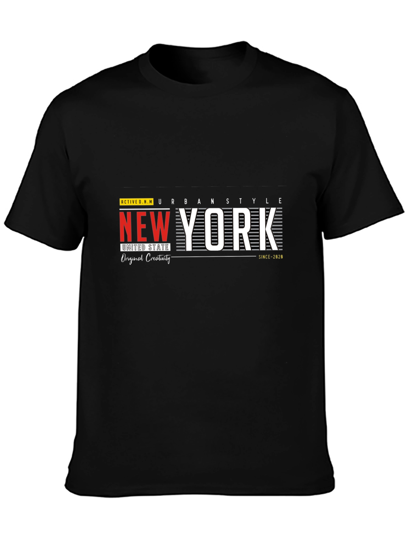 Black New York Urban Style Graphic Print T-Shirt view 3