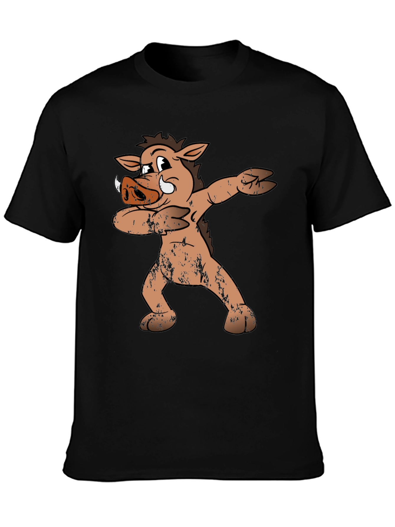 Black Dabbing Boar Graphic Tee - Funny Cartoon Pig T-Shirt view 3