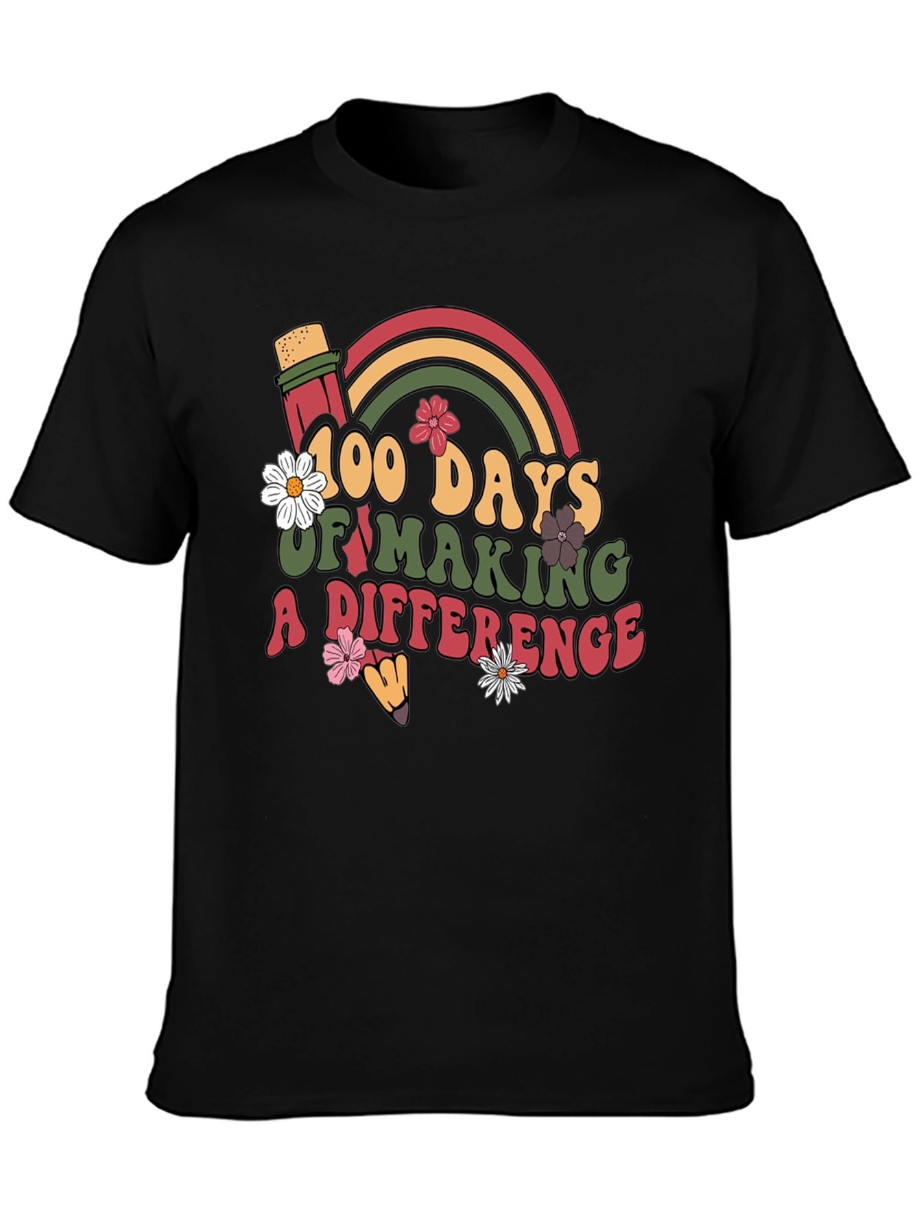 Black 100 Days of Making a Difference T-Shirt view 3