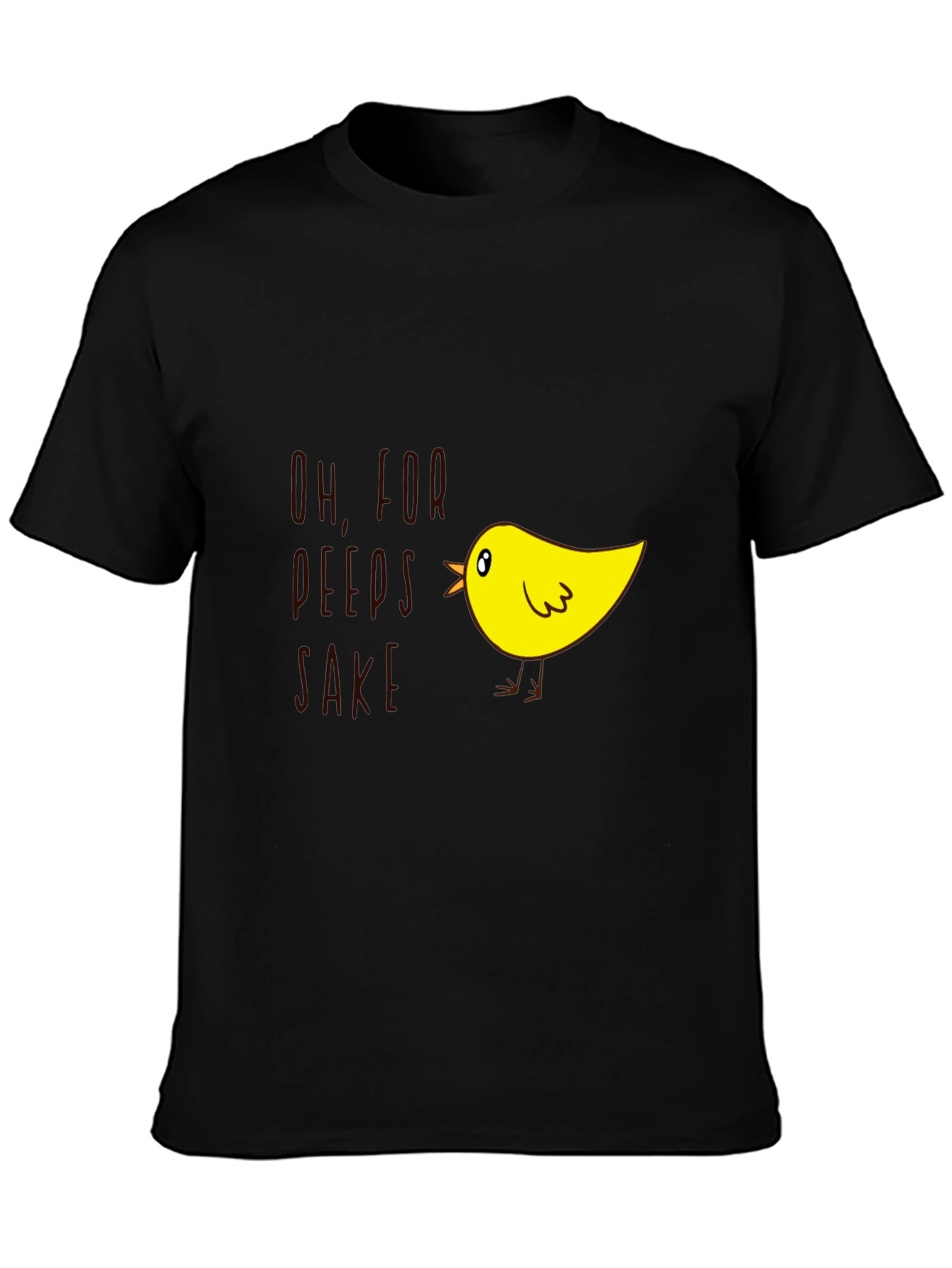 Black Funny Chick T-Shirt - "Oh, For Peep's Sake!" view 3
