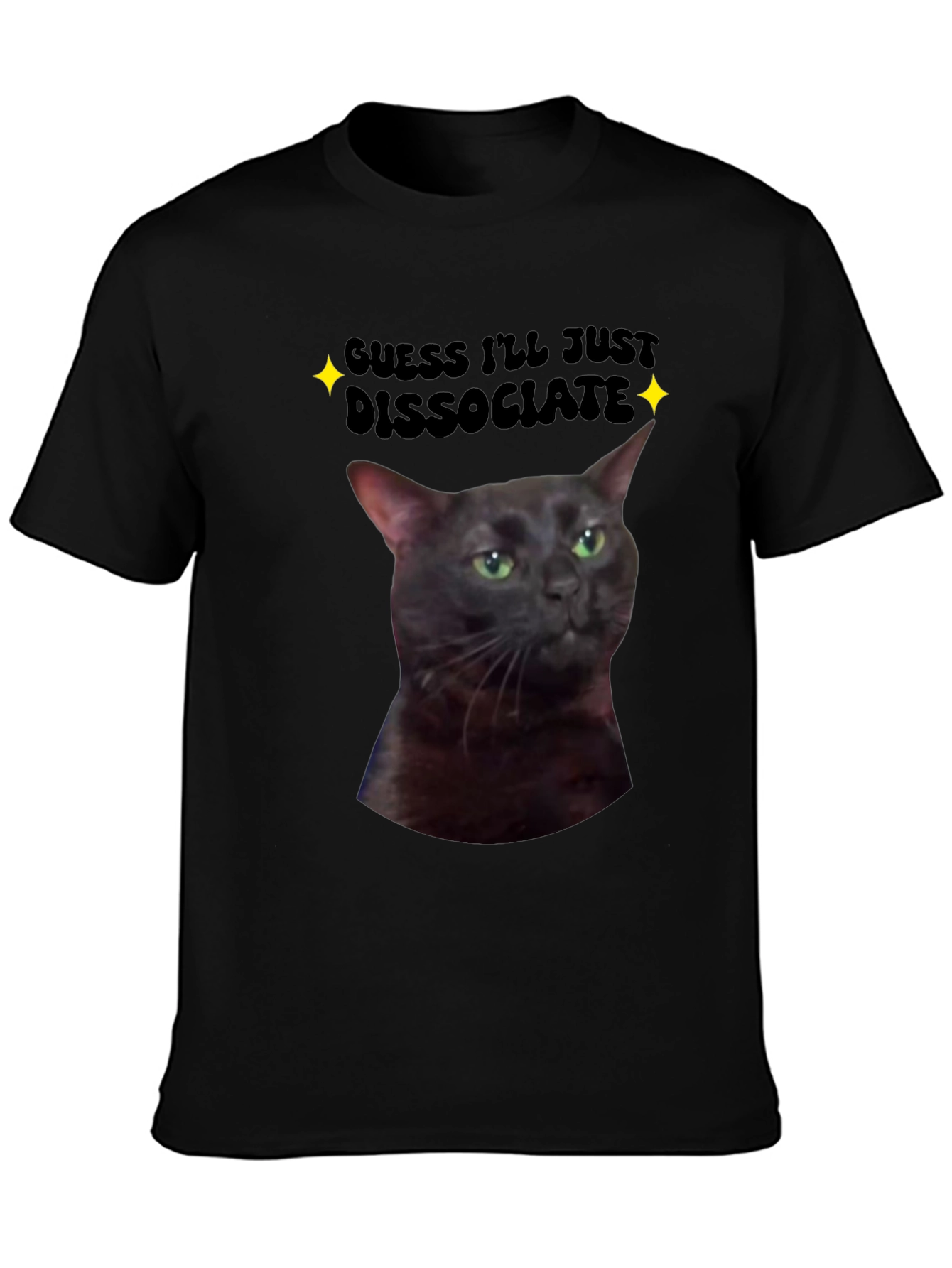 Black Dissociate Cat T-Shirt view 3