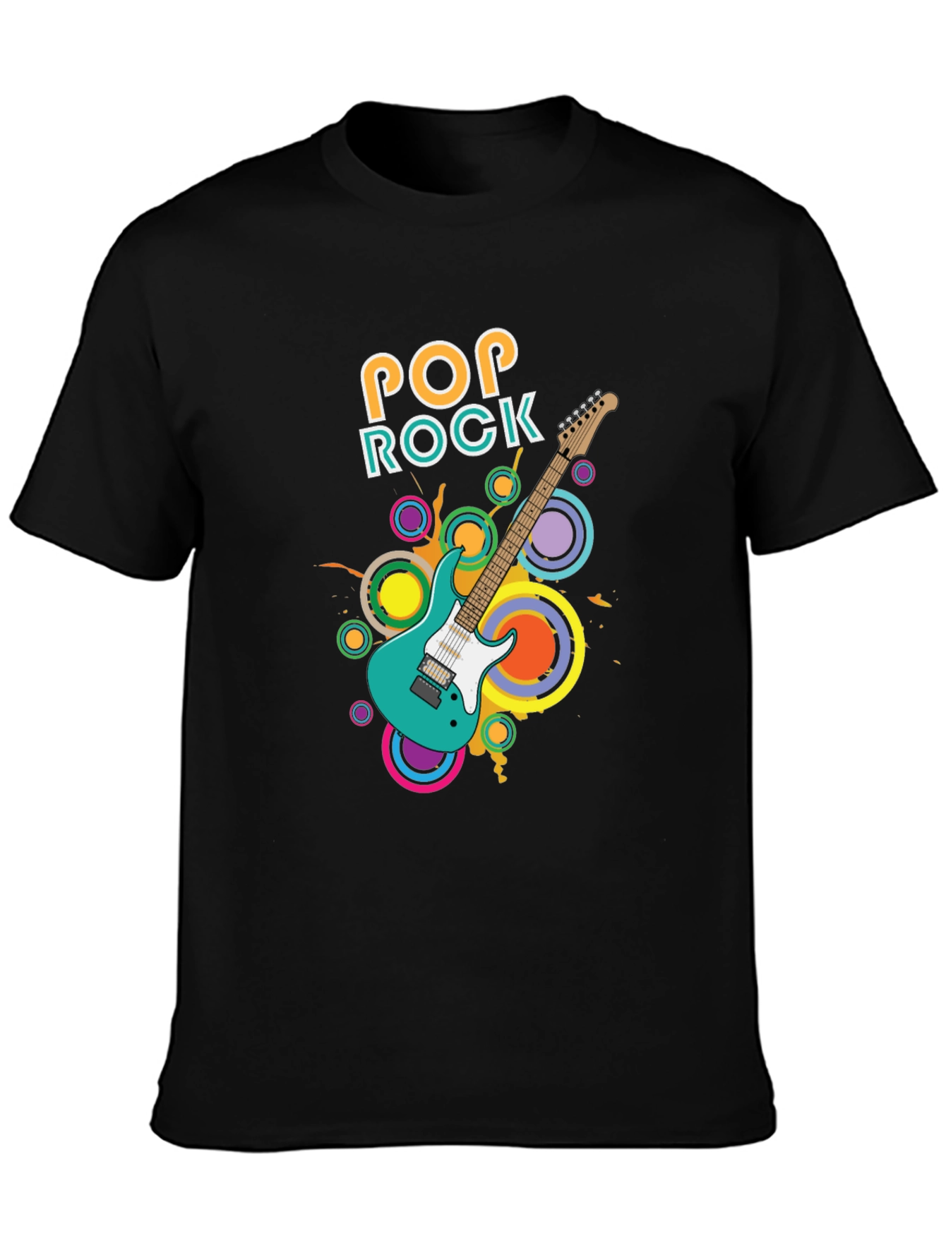 Black Pop Rock Guitar Graphic T-Shirt - Cool Music Tee view 3
