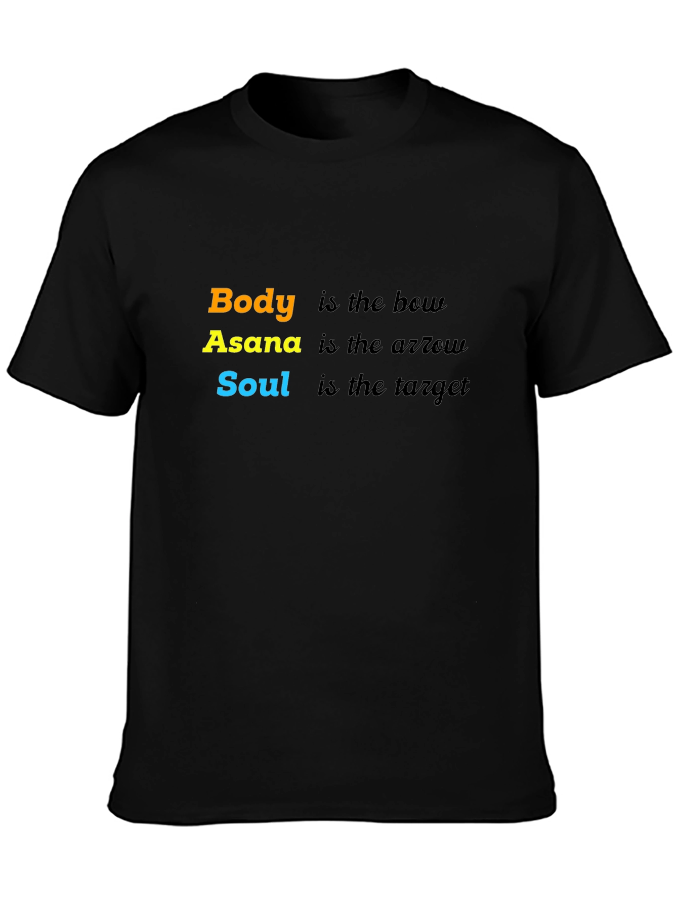 Black Yoga Bow & Arrow T-Shirt - Body Asana Soul Tee view 3