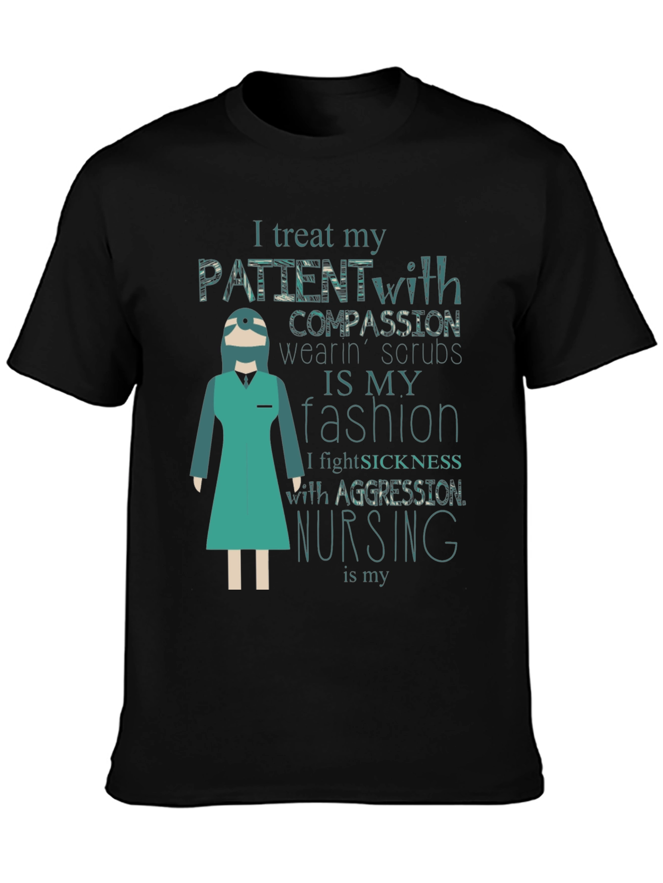 Black Nurse Fashion T-Shirt - Treat Patients with Compassion view 3