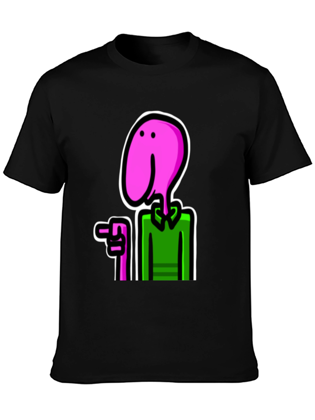 Black Cartoon Man T-Shirt view 3