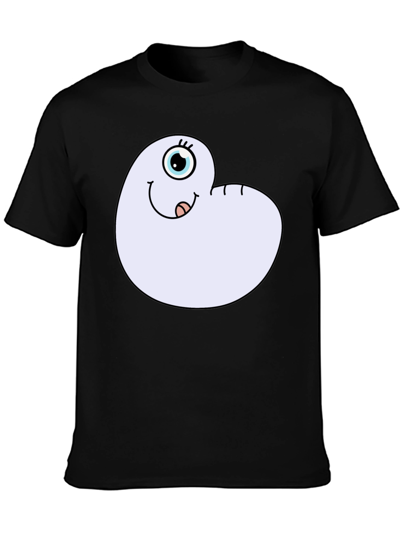 Black Cartoon Worm Tee - Funny Graphic T-Shirt view 3