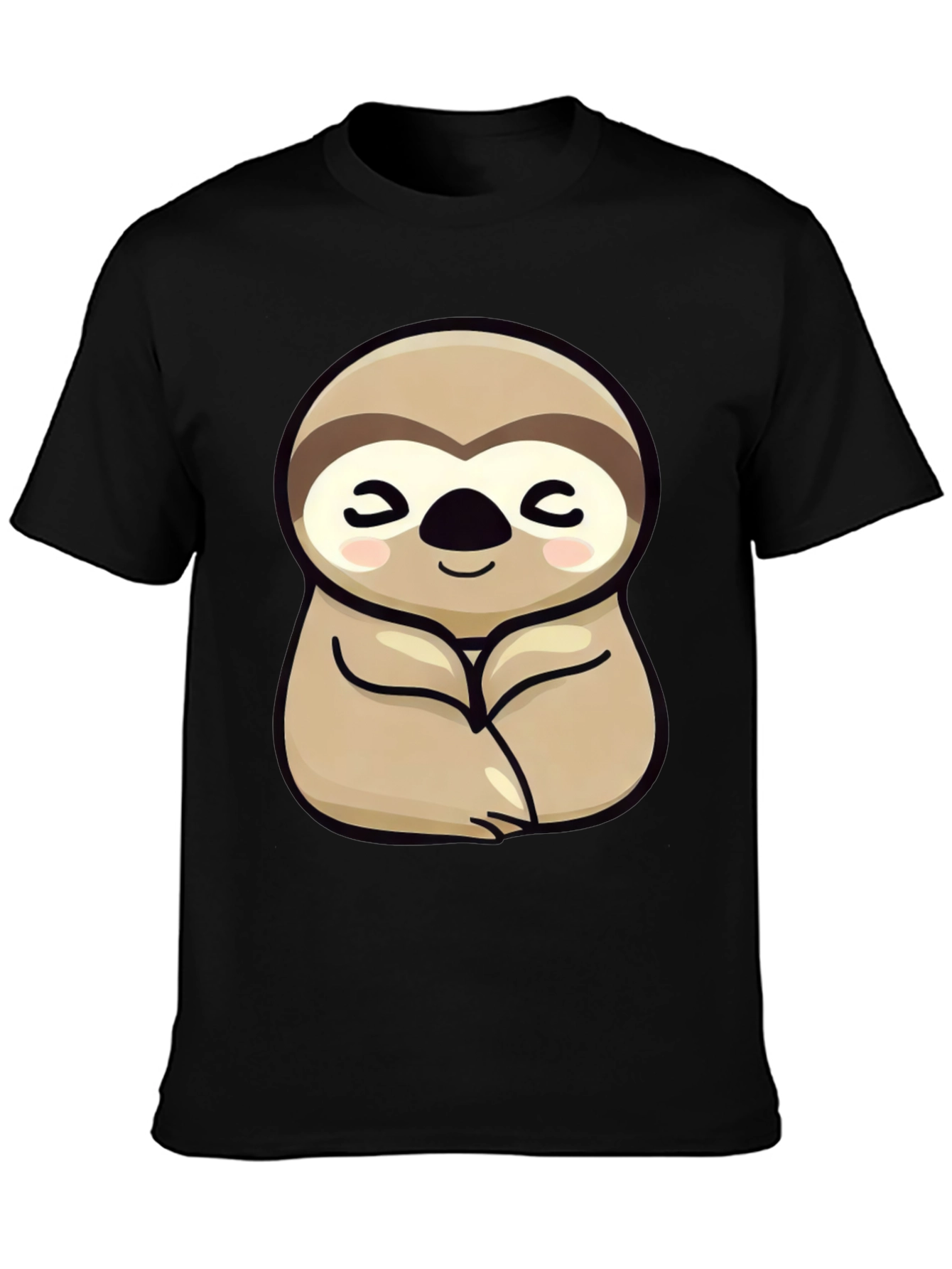 Black Cute Sloth Graphic Tee - Relaxed Fit Black T-Shirt view 3