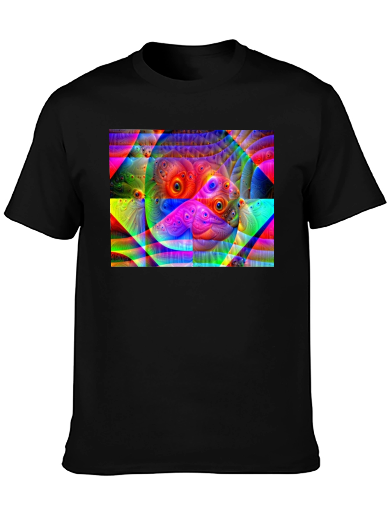 Black Eye-Catching Abstract Graphic Black T-Shirt view 3