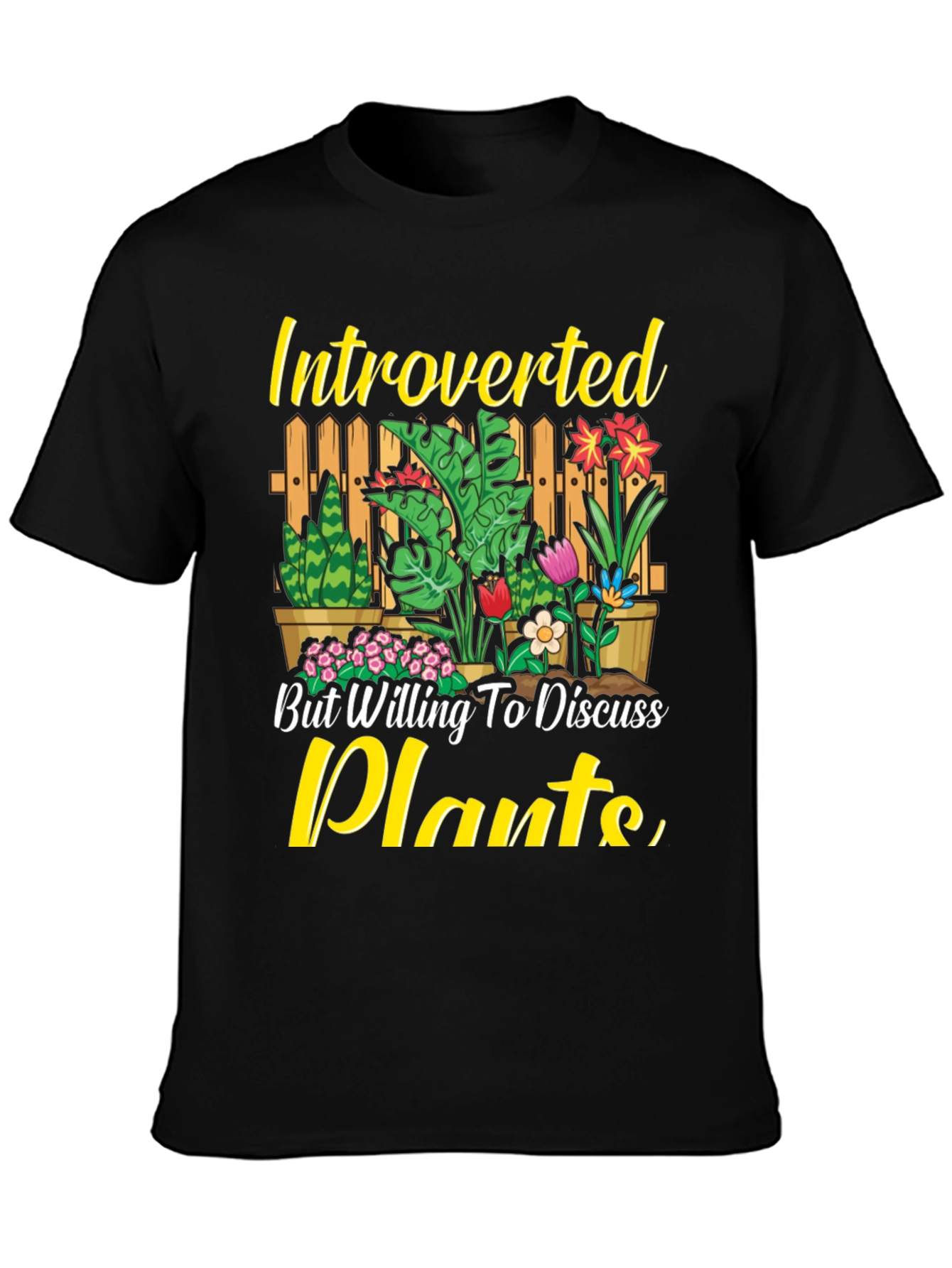 Black Introverted Plants Graphic T-Shirt view 3