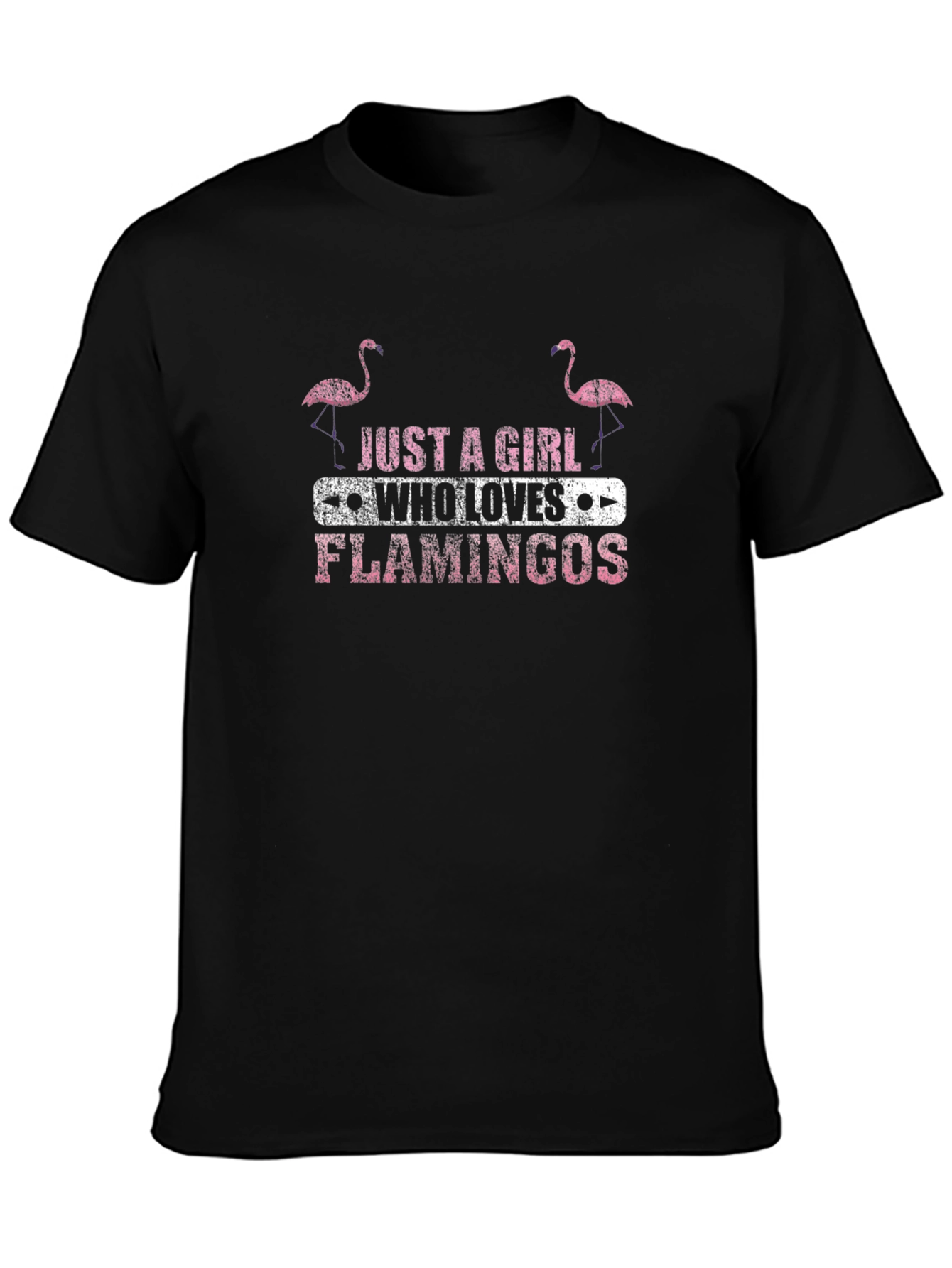 Black Just a Girl Who Loves Flamingos Graphic Tee view 3