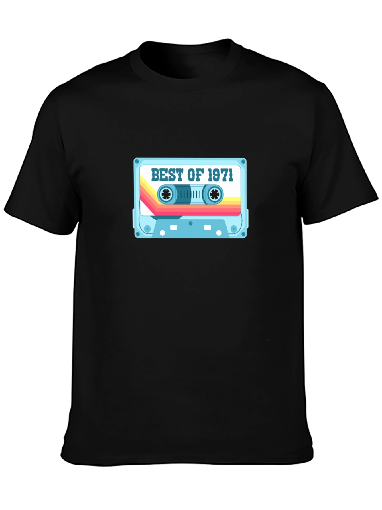 Black Best of 1971 Retro Cassette Tape Black T-Shirt view 3