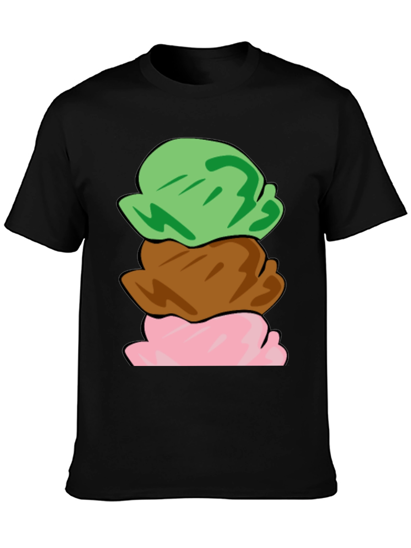Black Ice Cream Scoop T-Shirt - Black Cotton Tee view 3
