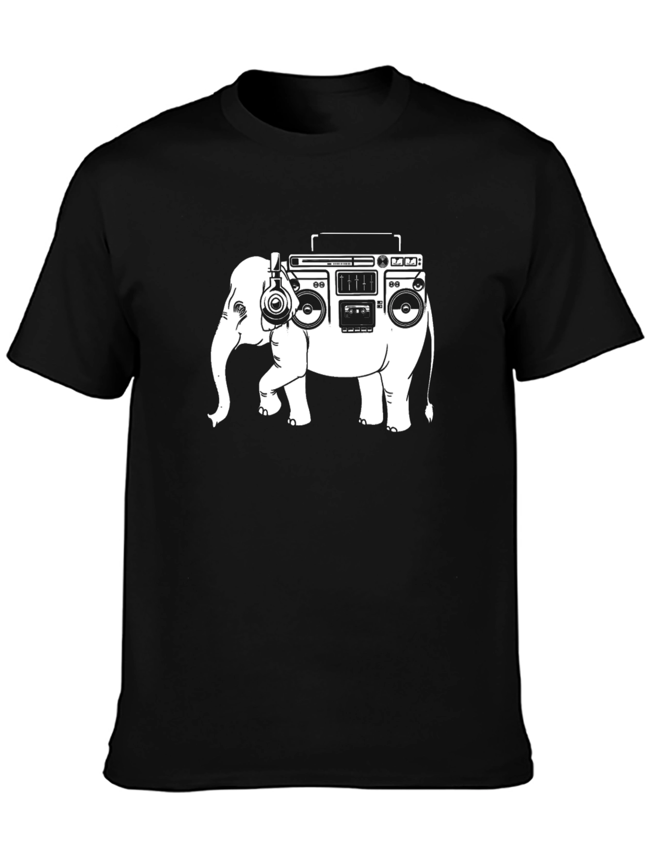 Black Elephant Boombox Graphic Tee - Unique Music Lover Shirt view 3