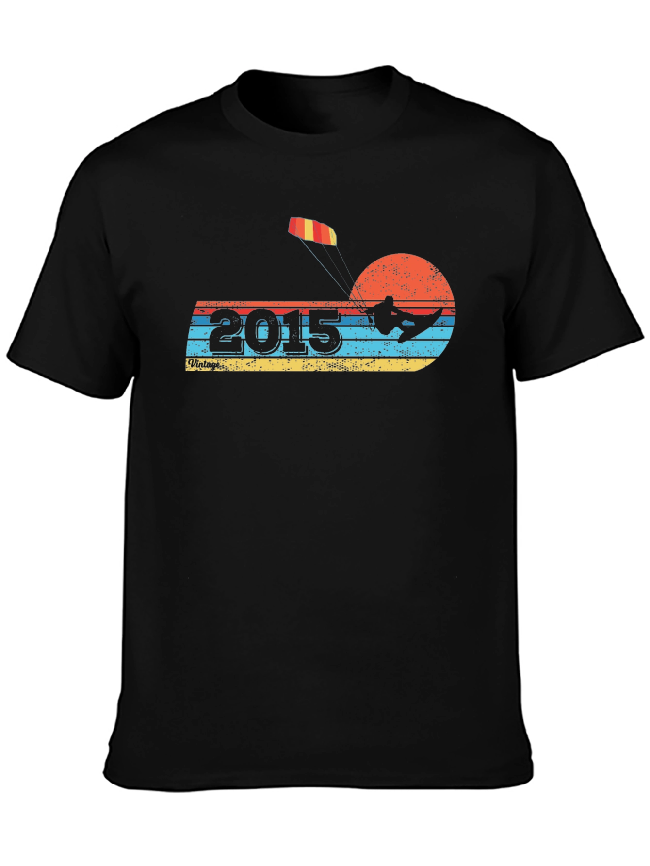Black Vintage 2015 Kitesurfing T-Shirt view 3