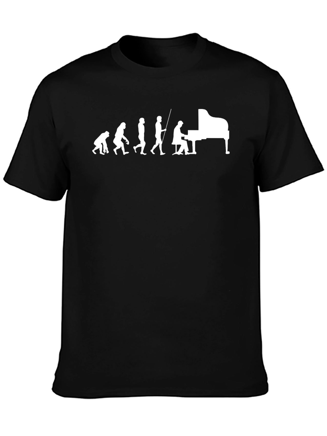 Black Evolution of Piano Player T-Shirt - Funny Music Tee view 3