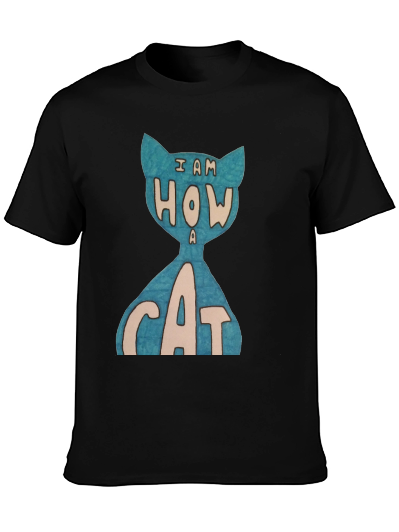 Black I Am How A Cat T-Shirt - Unique Graphic Tee view 3