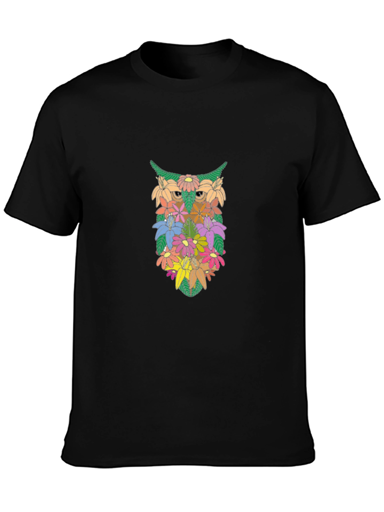 Black Floral Owl Graphic Tee - Unique Design view 3
