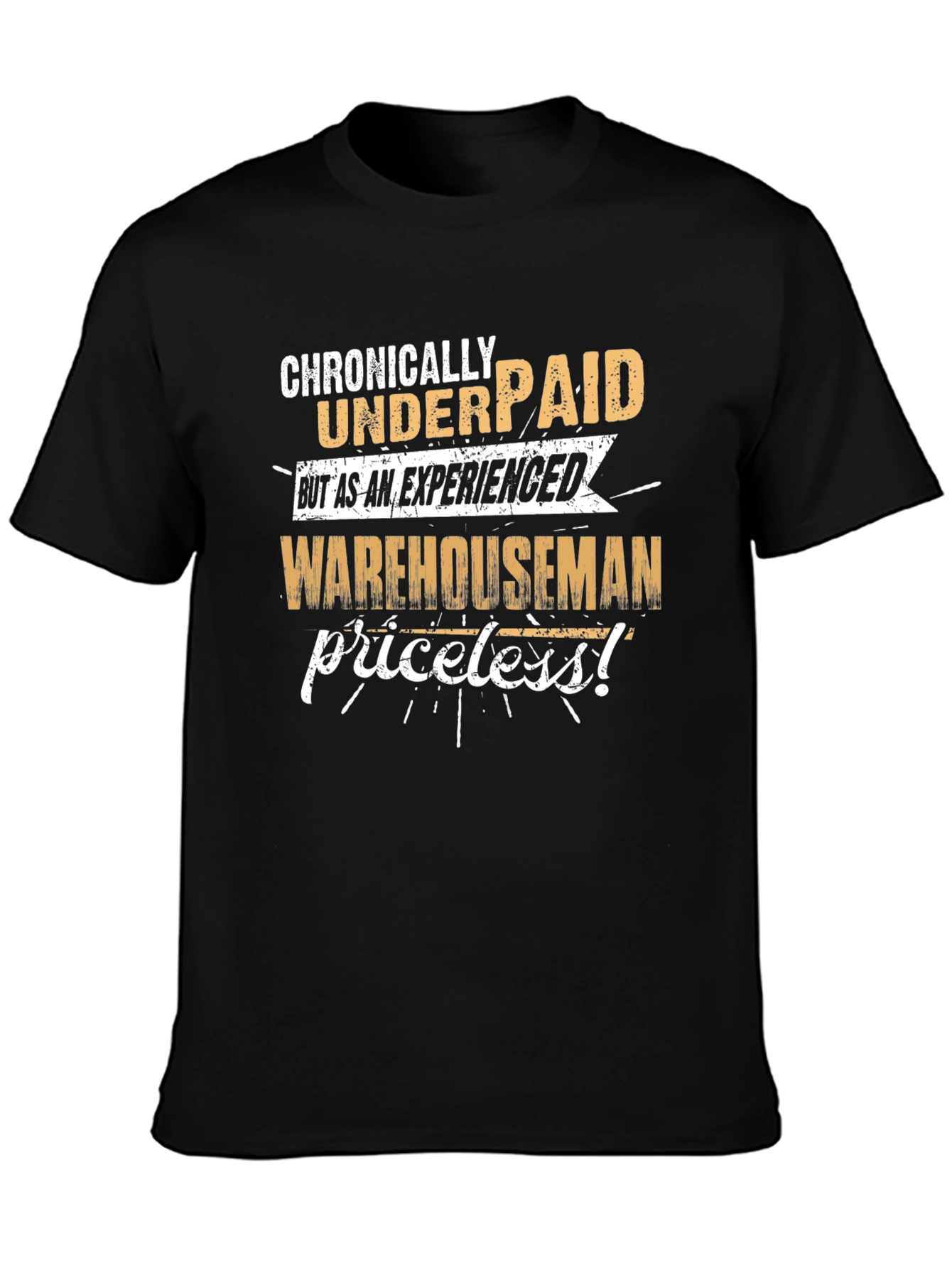 Black Chronically Underpaid Warehouseman Black T-Shirt view 3