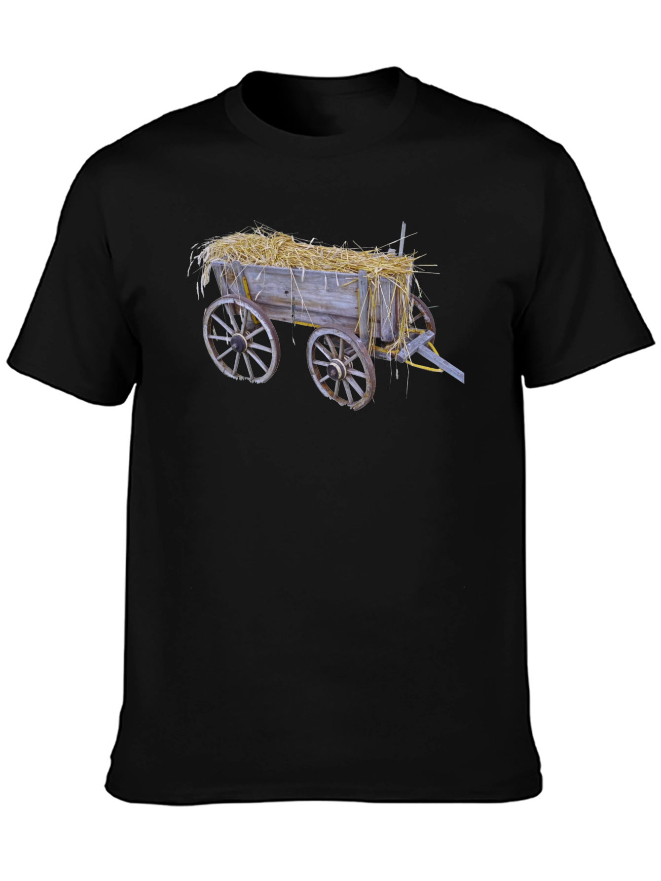 Black Hay Cart Graphic Tee - Black Cotton T-Shirt view 3
