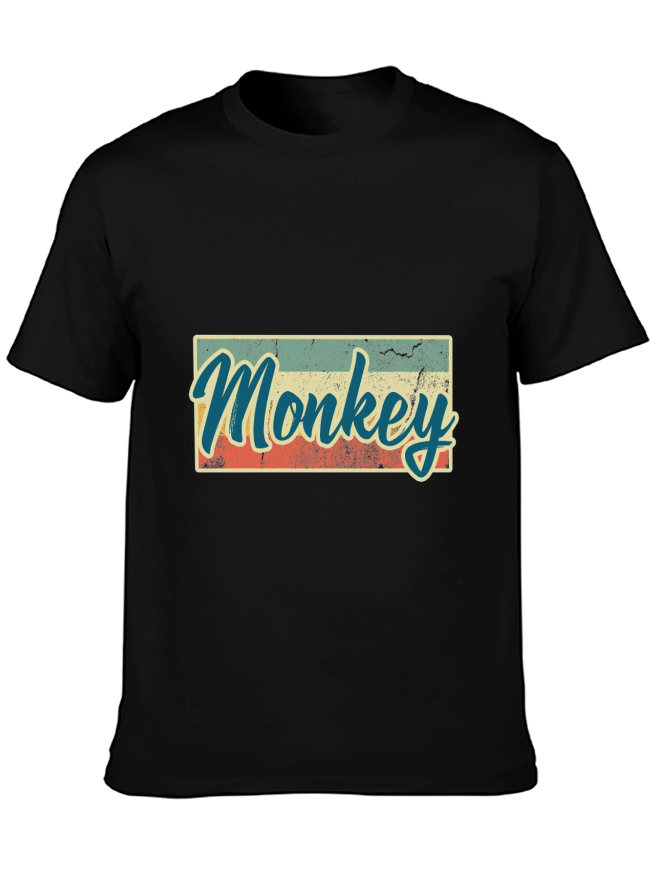 Black Retro Monkey Graphic T-Shirt - Casual Tee view 3