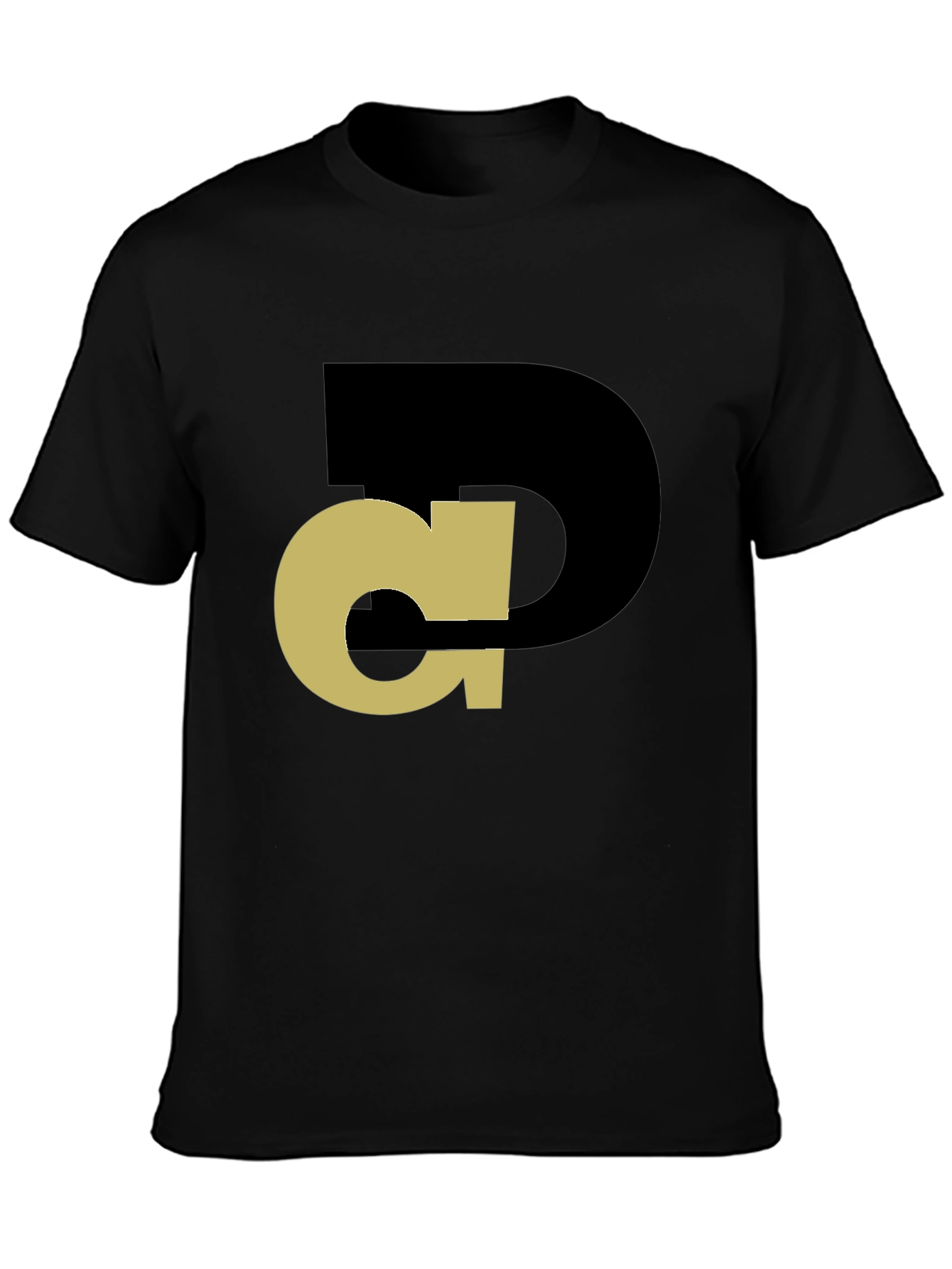 Black Abstract Initial T-Shirt - Black Tee with Gold Design view 3
