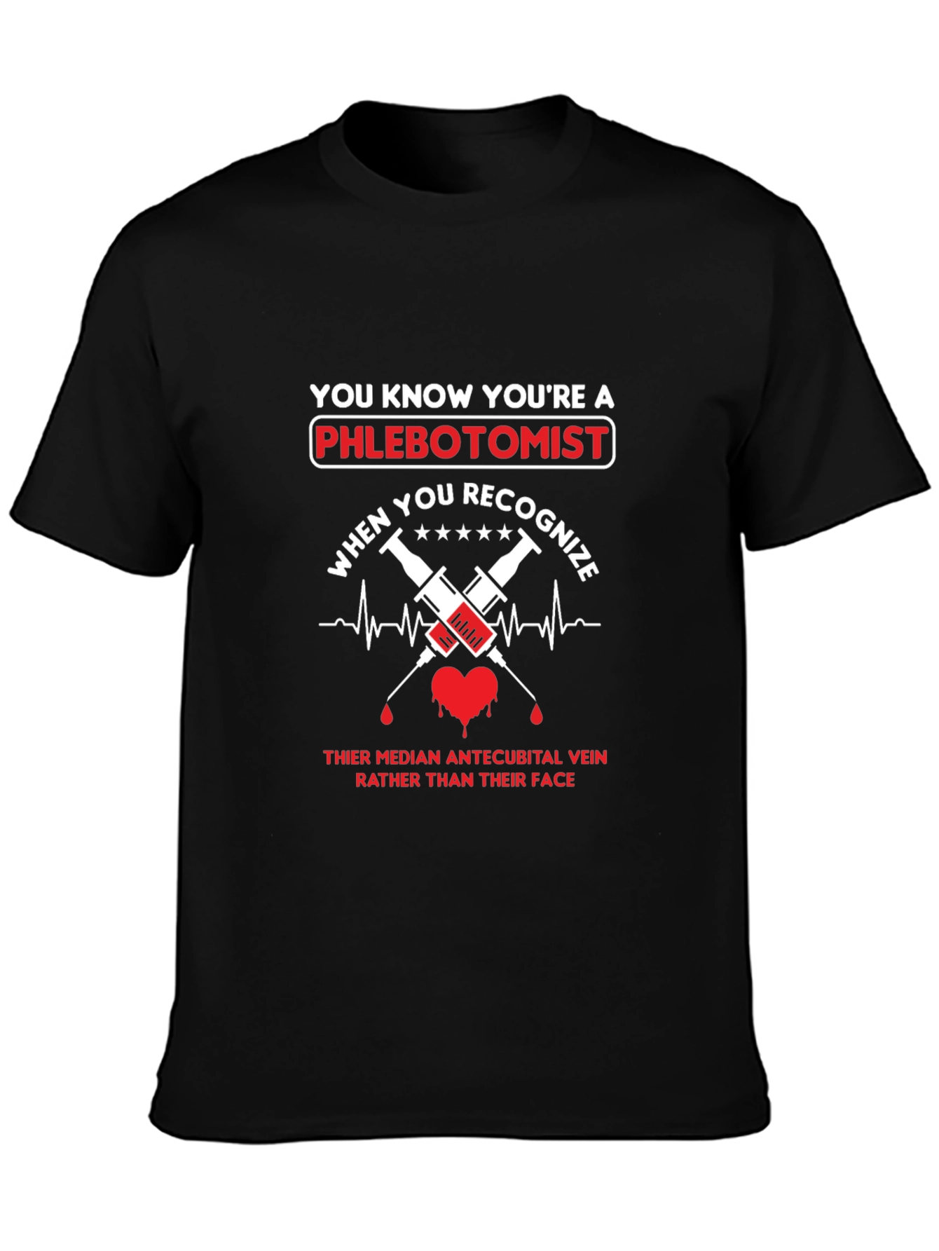 Black Phlebotomist Recognition Black T-Shirt view 3