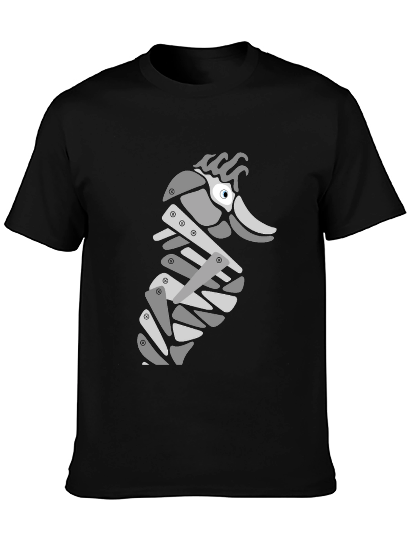 Black Modern Seahorse Graphic Tee - Black view 3
