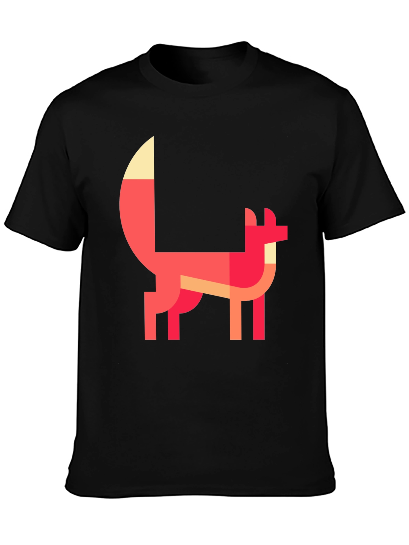 Black Geometric Fox Graphic Tee - Stylish Black T-Shirt view 3