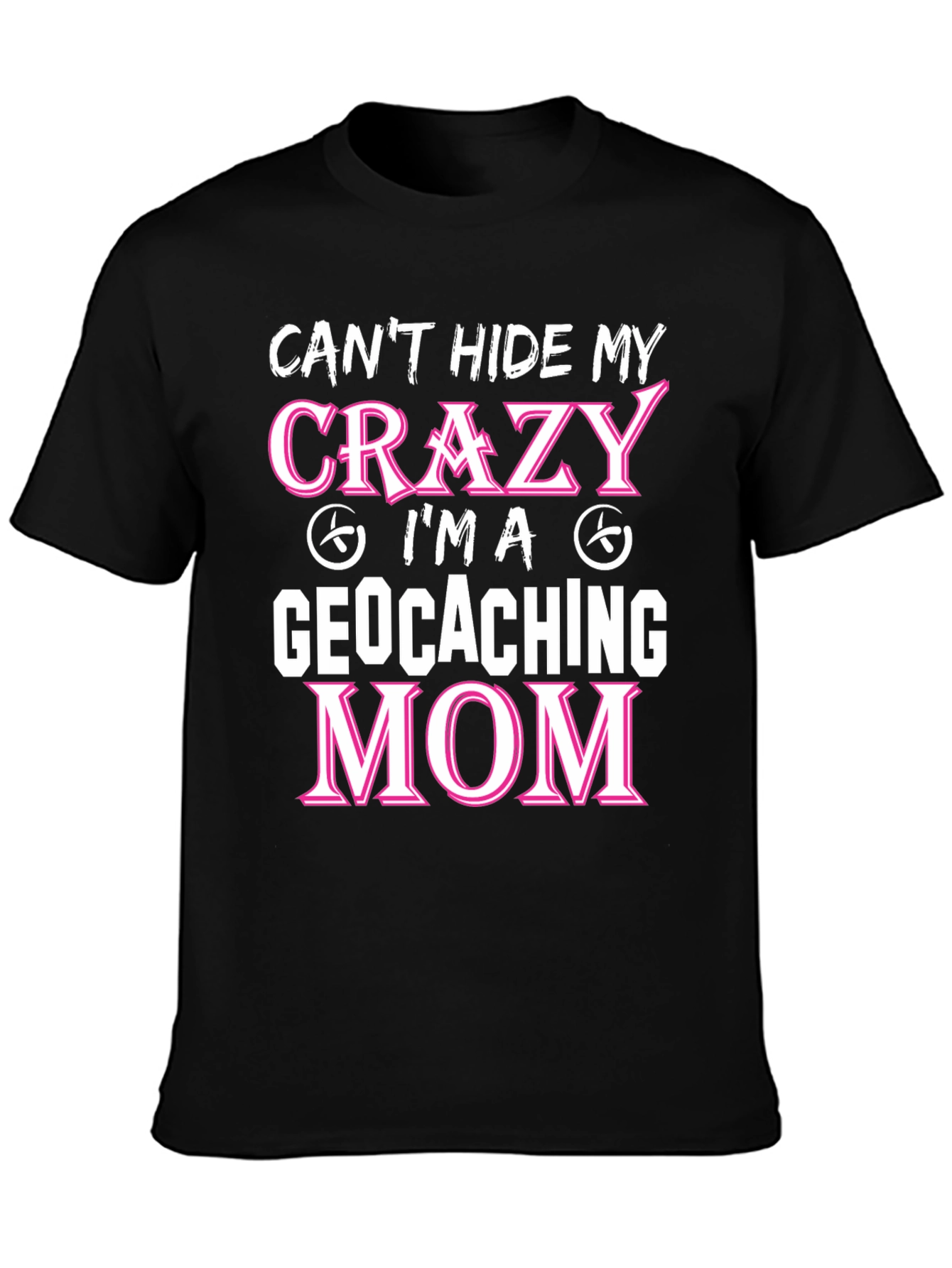 Black Crazy Geocaching Mom T-Shirt view 3