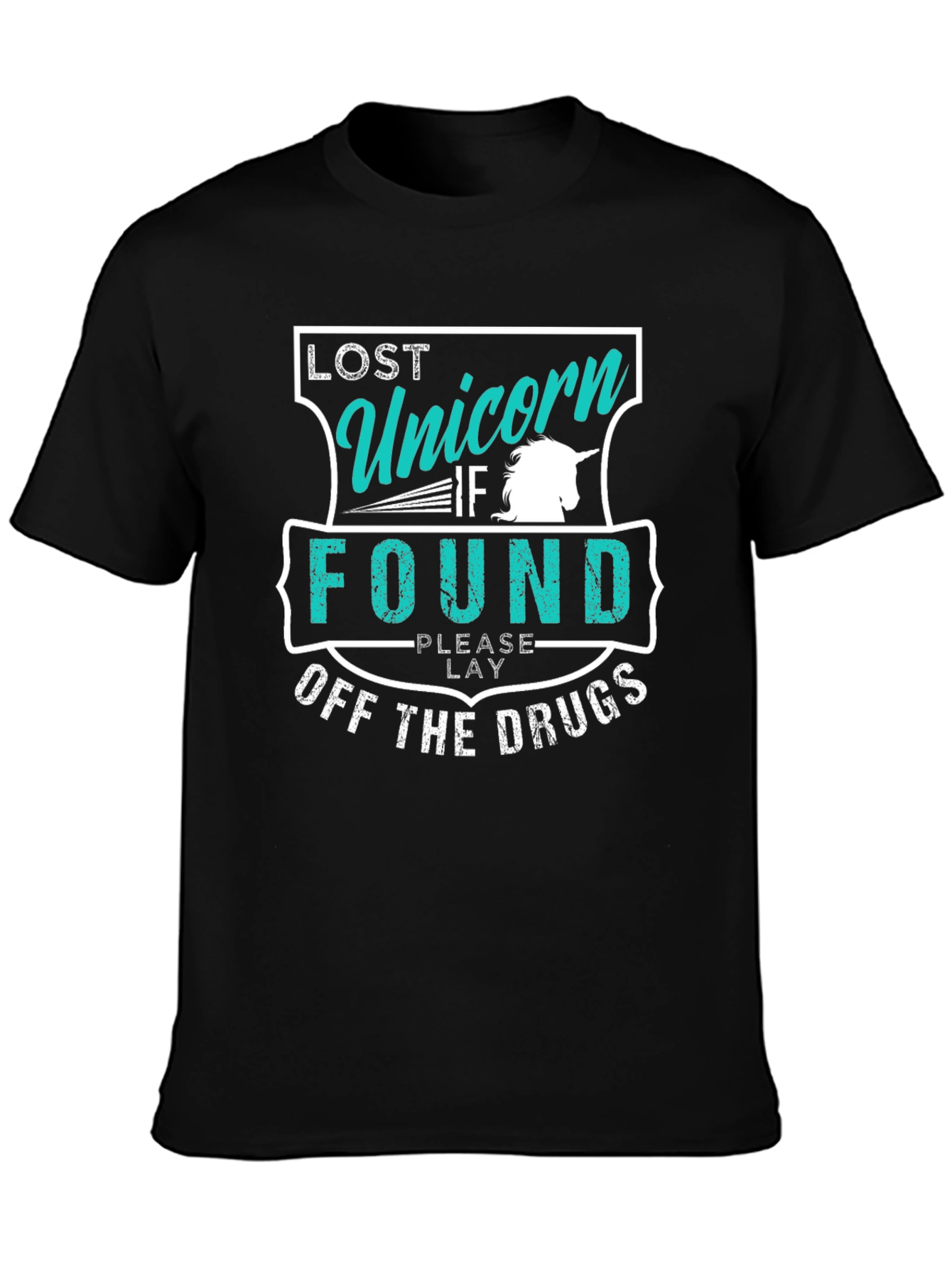 Black Lost Unicorn Humor T-Shirt view 3