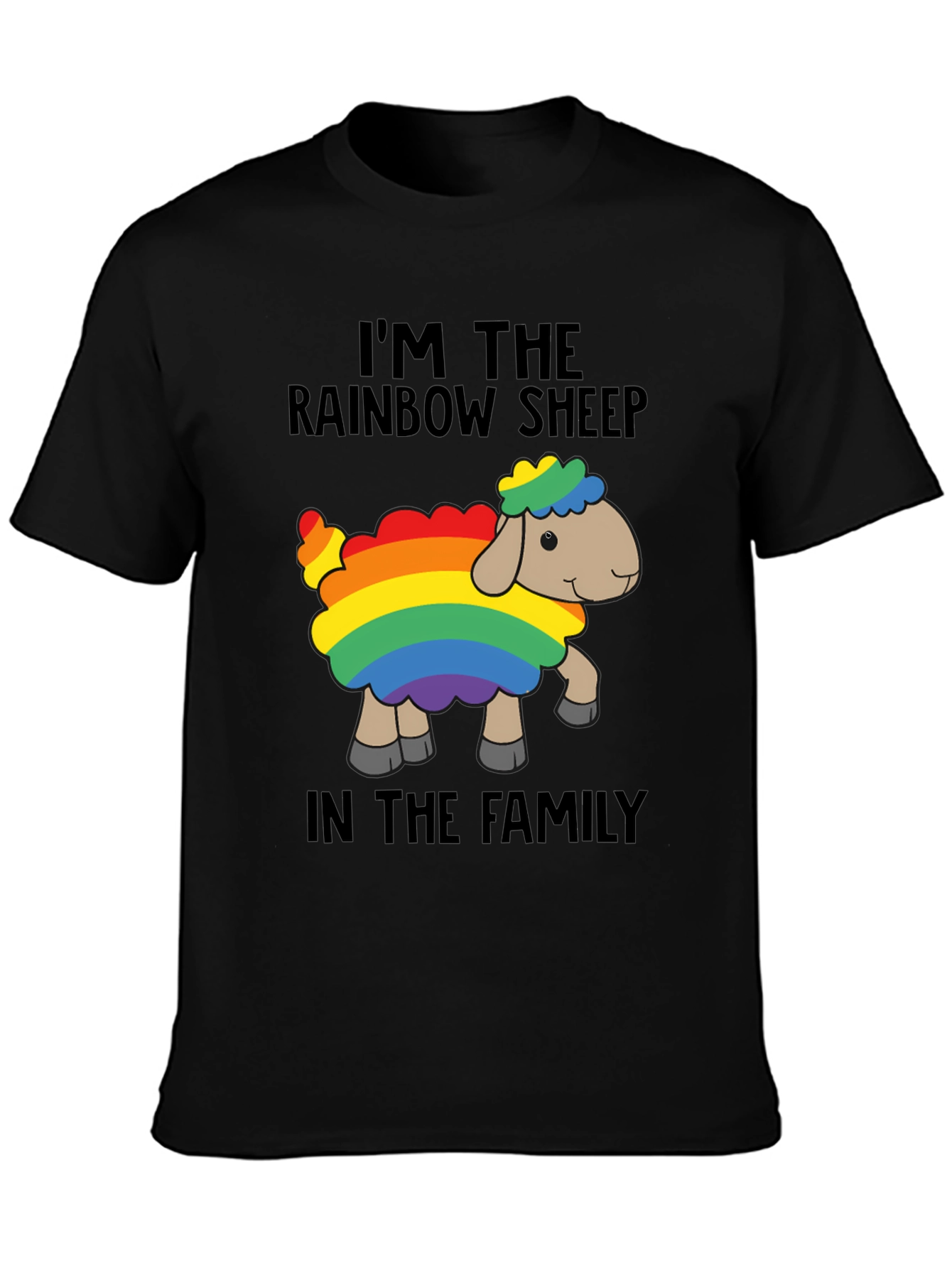 Black Rainbow Sheep T-Shirt - Pride Family Tee view 3