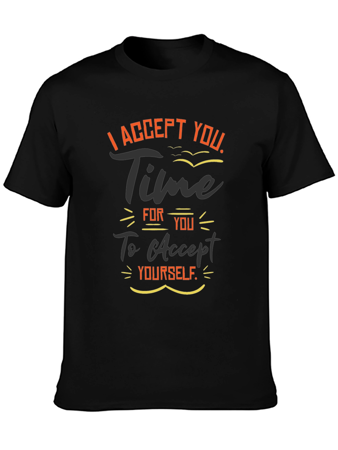 Black Accept Yourself Graphic T-Shirt - Inspiring Design view 3