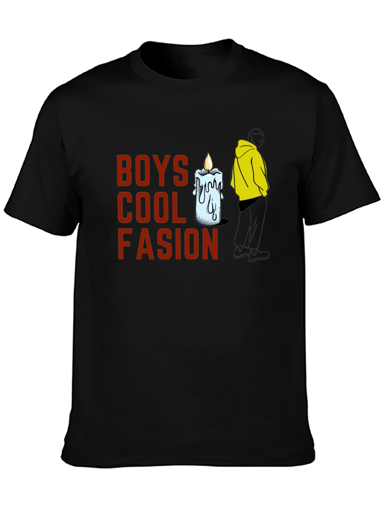 Black Boys Cool Fashion Graphic T-Shirt view 3