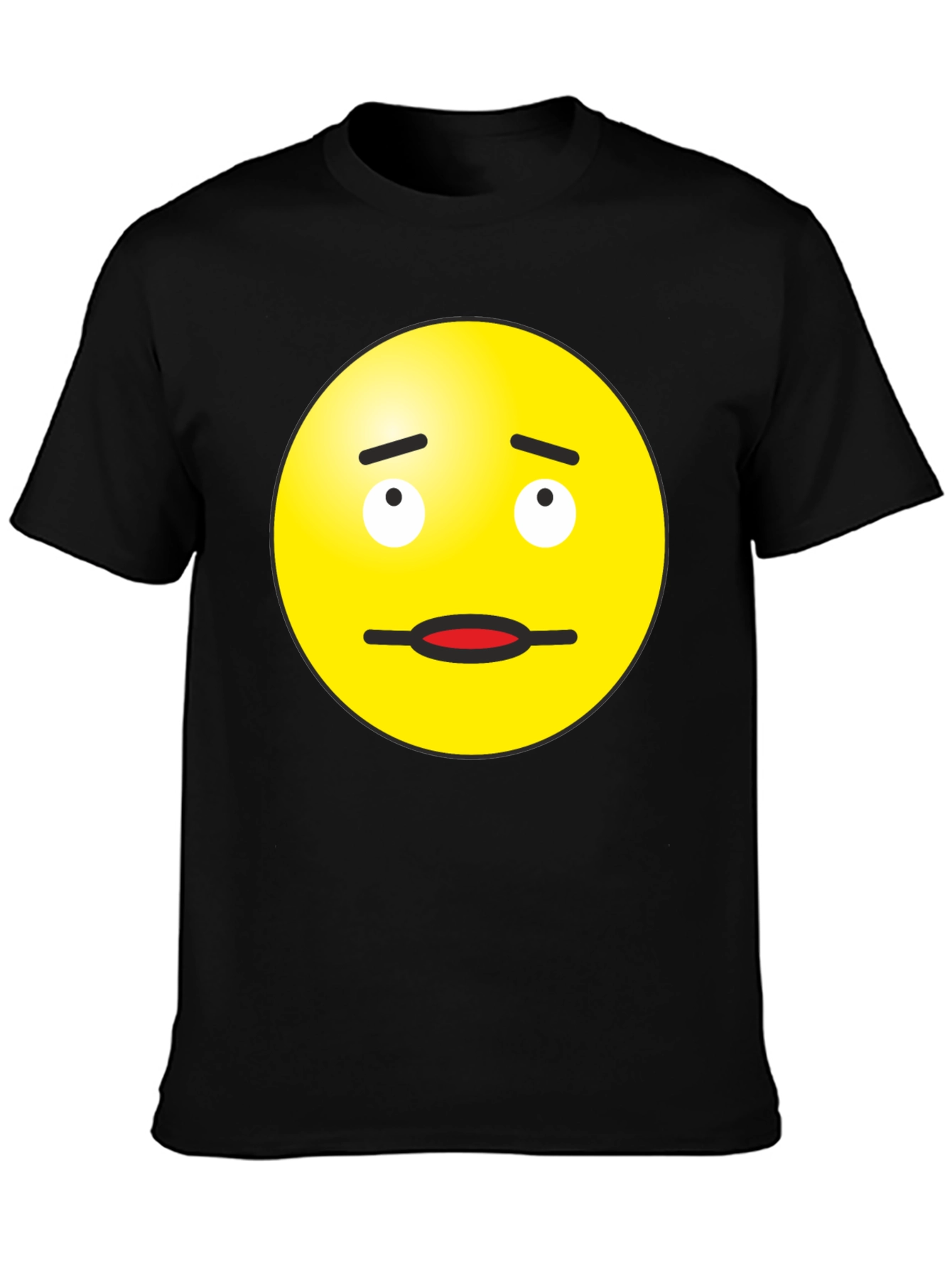 Black Doubtful Emoji Graphic Tee - Black Cotton Blend view 3